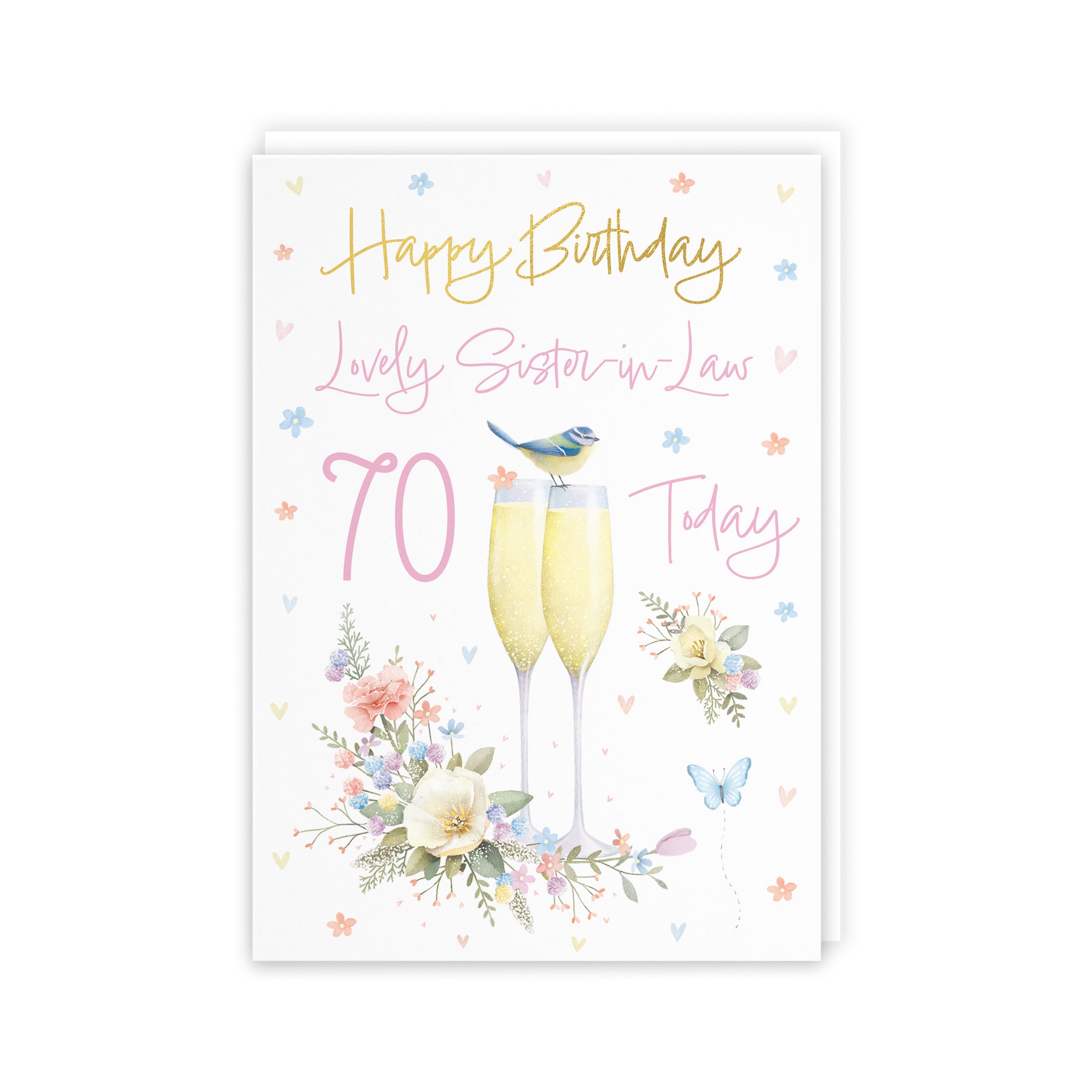 70th Sister In Law Champagne Flutes Gold Foil Birthday Card Milo's Gallery - Default Title (5063396033996)