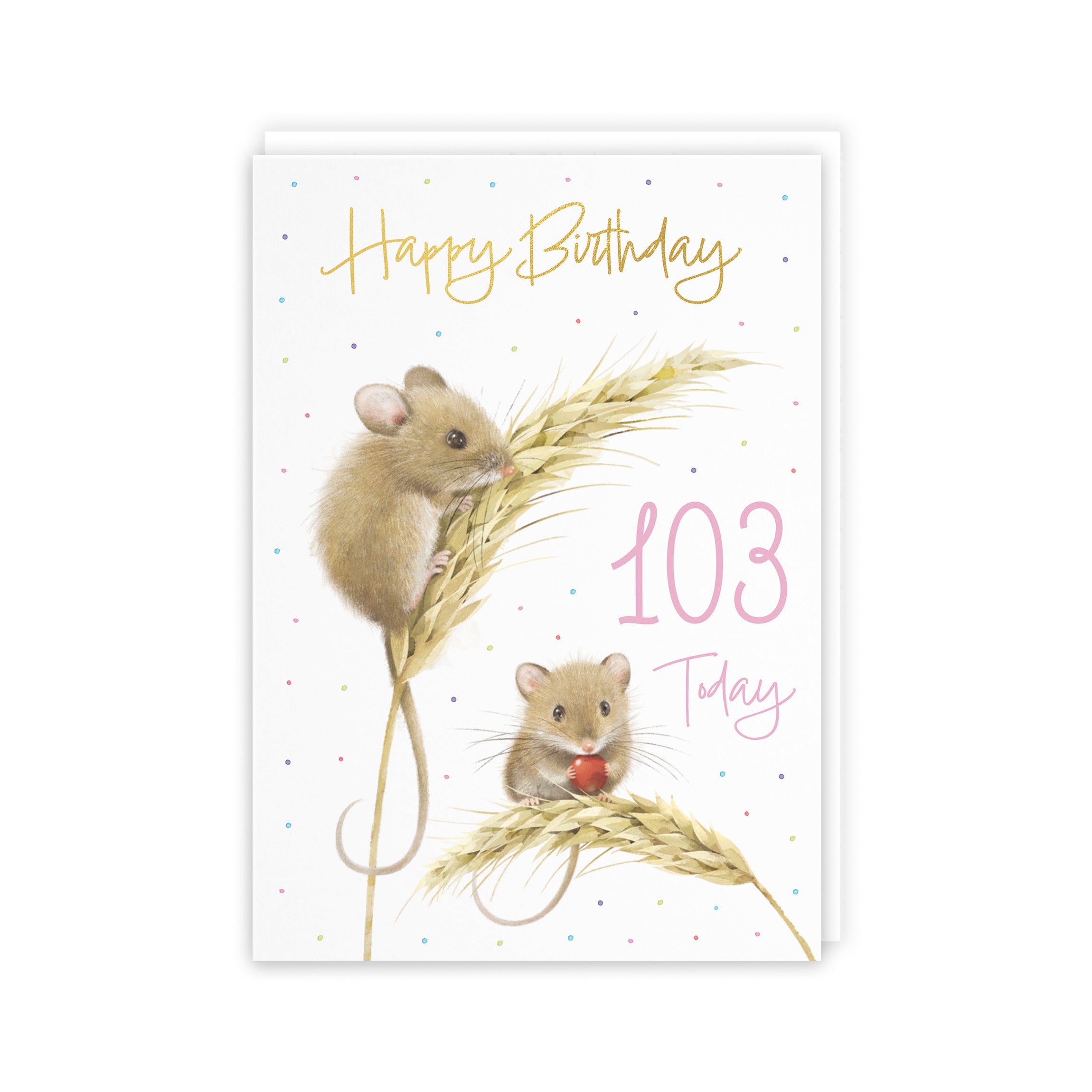 103rd Female Gold Foil Birthday Card Harvest Mice Milo's Gallery - Default Title (5063396118518)