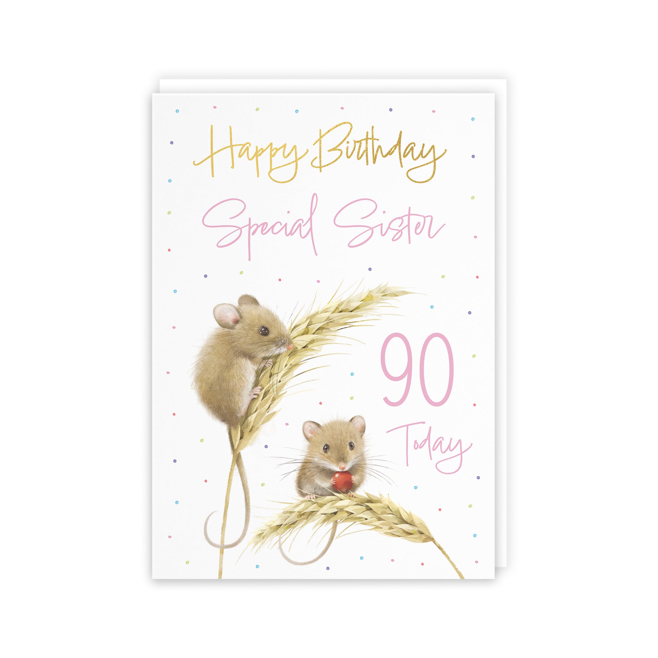 90th Sister Gold Foil Birthday Card Harvest Mice Milo's Gallery - Default Title (5063396118952)