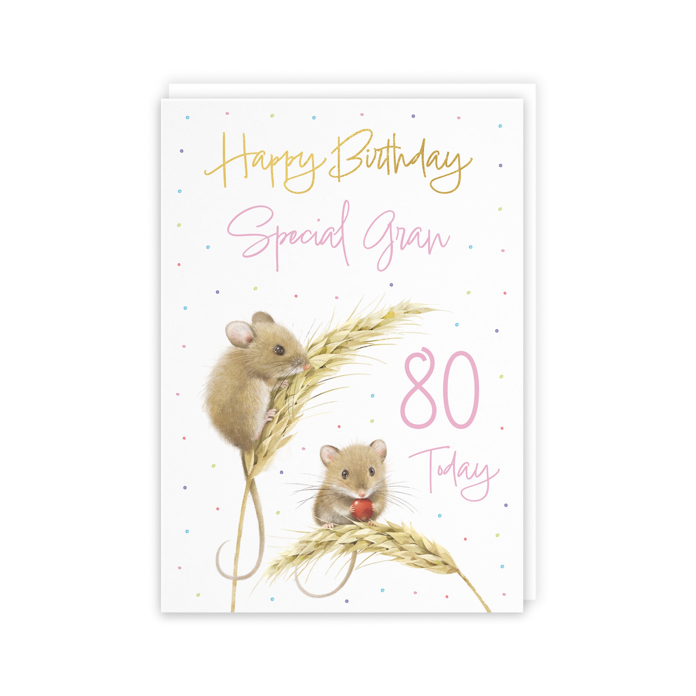 80th Gran Gold Foil Birthday Card Harvest Mice Milo's Gallery - Default Title (5063396119782)