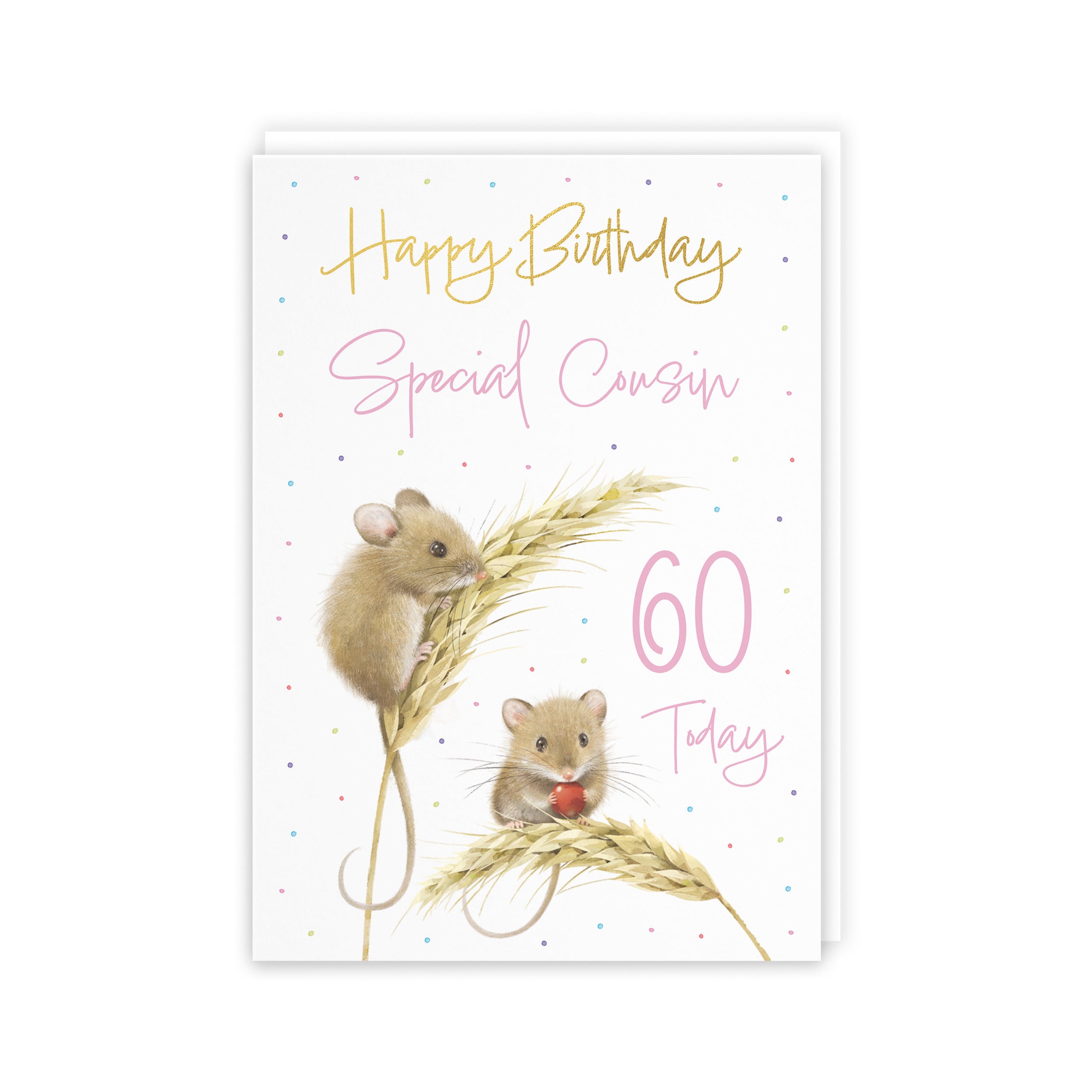 60th Female Cousin Gold Foil Birthday Card Harvest Mice Milo's Gallery - Default Title (5063396120535)