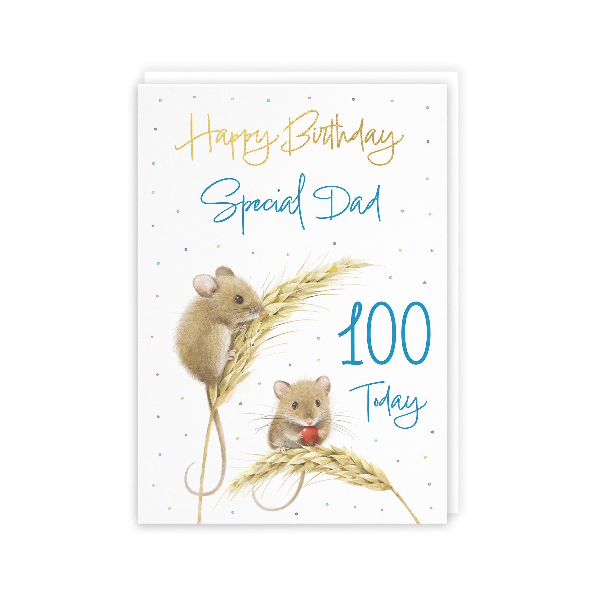 100th Dad Gold Foil Birthday Card Harvest Mice Milo's Gallery - Default Title (5063396121341)