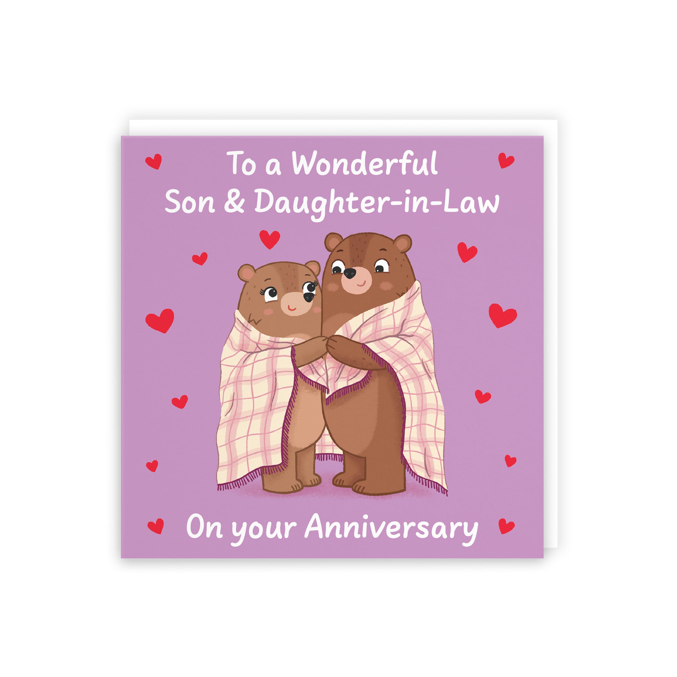 Son And Daughter In Law Anniversary Card Snuggly Bears Love Story - Default Title (5063396129040)