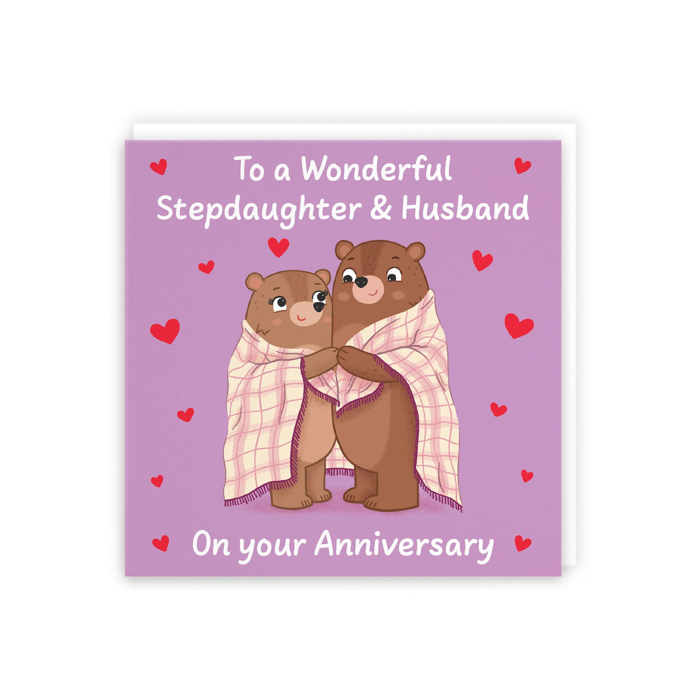 Stepdaughter And Husband Anniversary Card Snuggly Bears Love Story - Default Title (5063396129064)