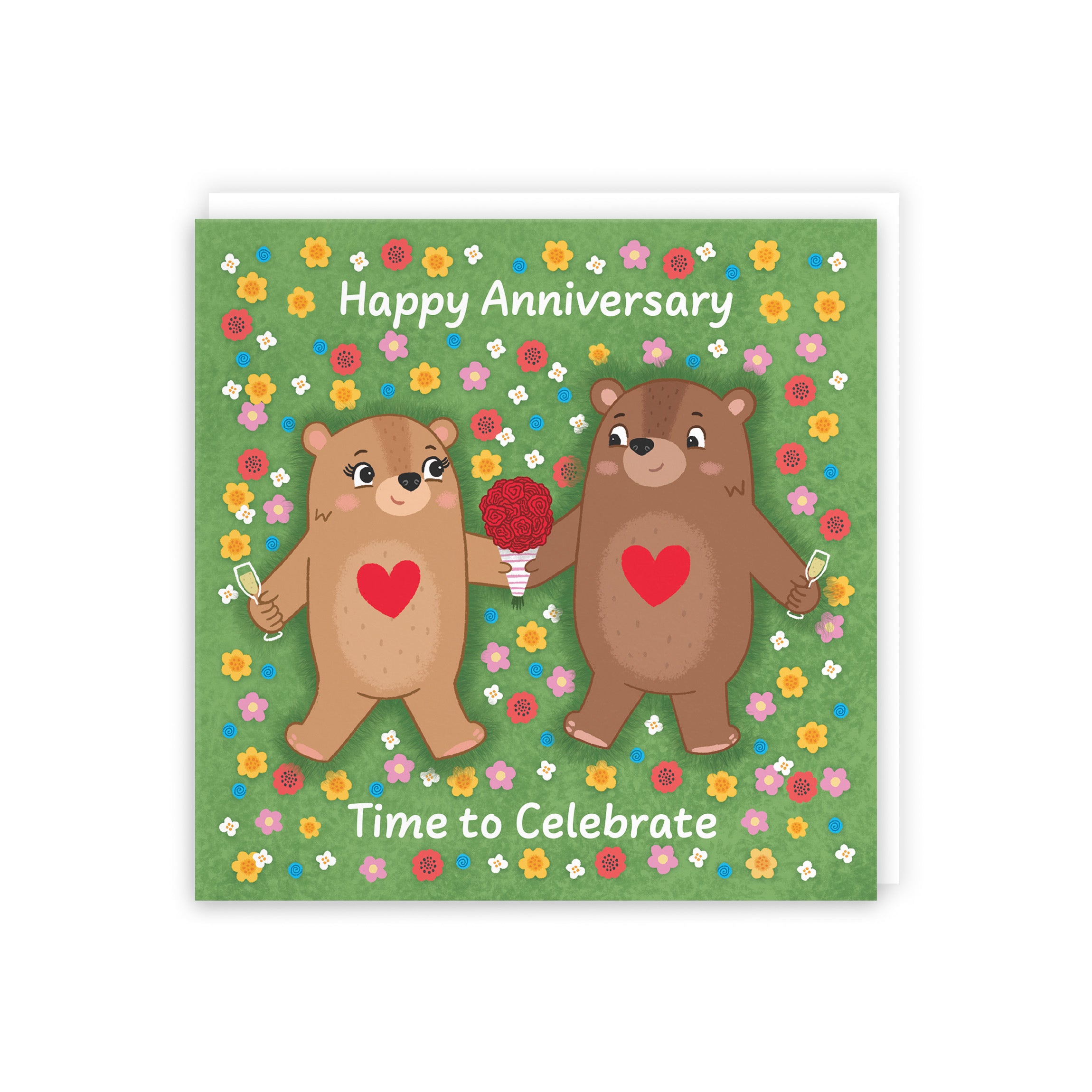 Flowery Bears Anniversary Card Love Story - Default Title (5063396129415)