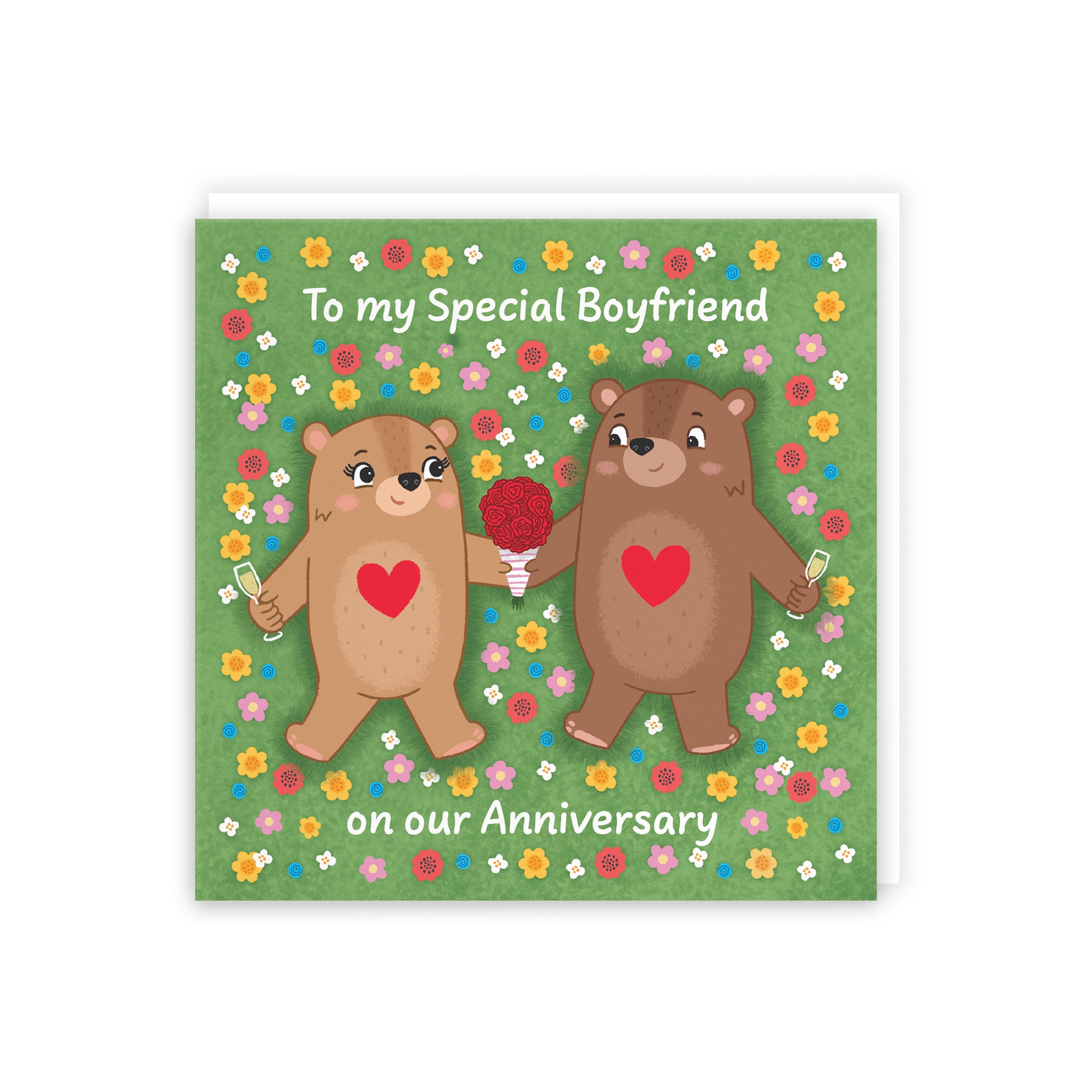 Boyfriend Anniversary Card Flowery Bears Love Story - Default Title (5063396129453)