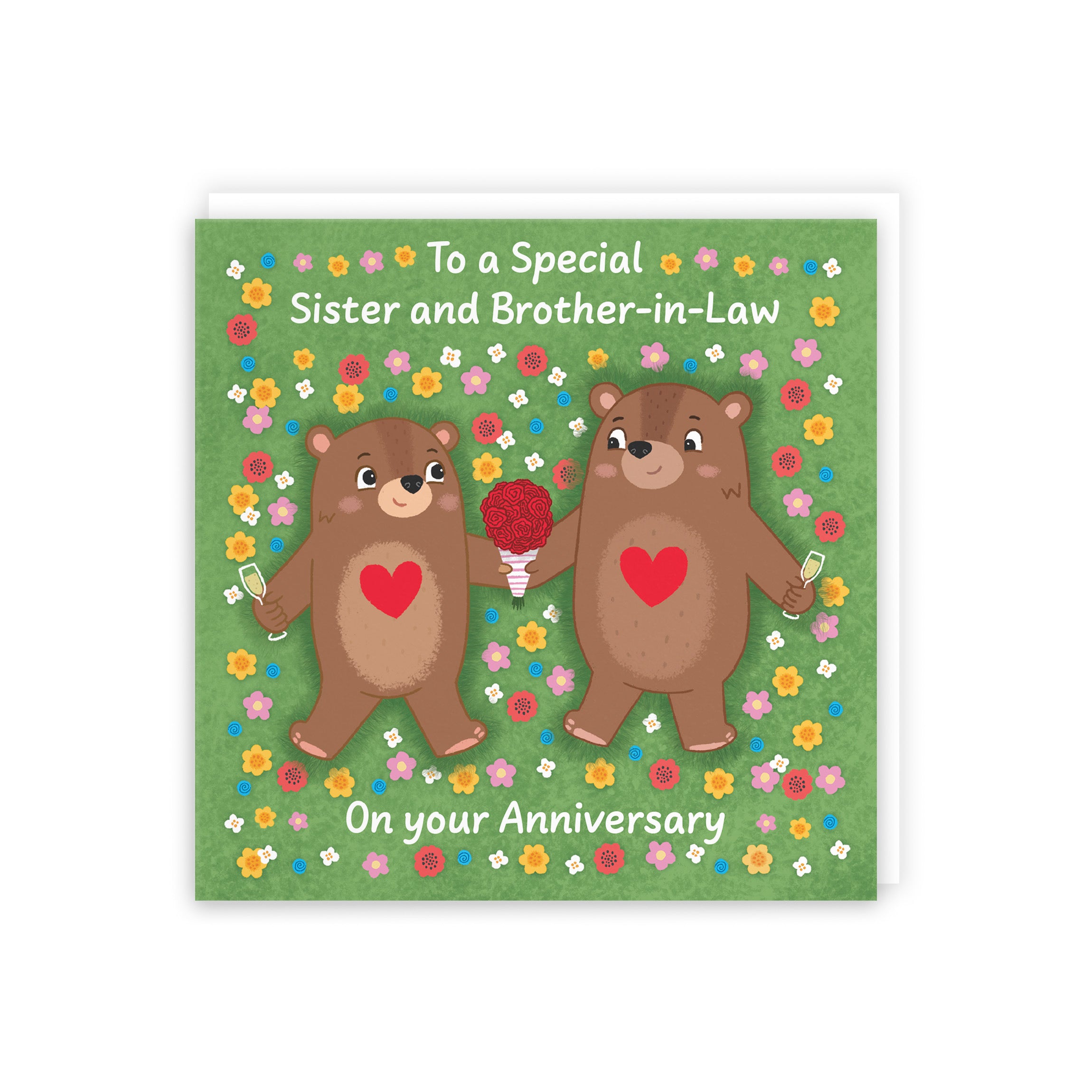 Sister And Brother In Law Anniversary Card Flowery Bears Love Story - Default Title (5063396129651)