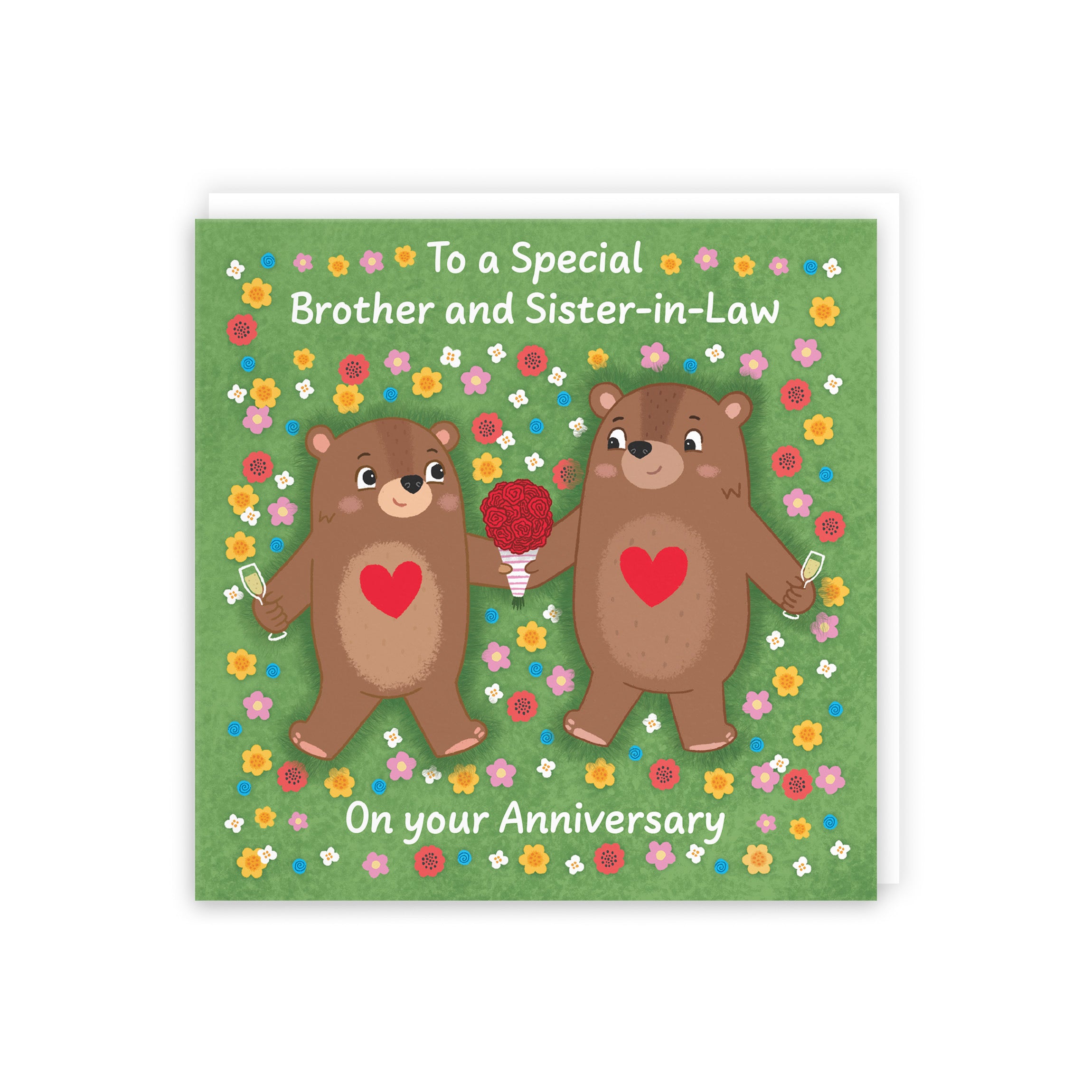 Brother And Sister In Law Anniversary Card Flowery Bears Love Story - Default Title (5063396129668)