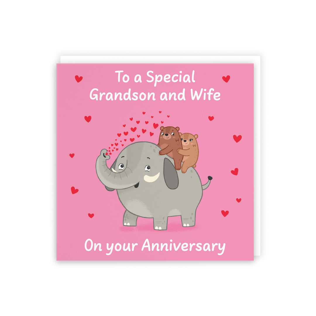 Grandson And Wife Anniversary Card Elephant Love Story – Hunts England