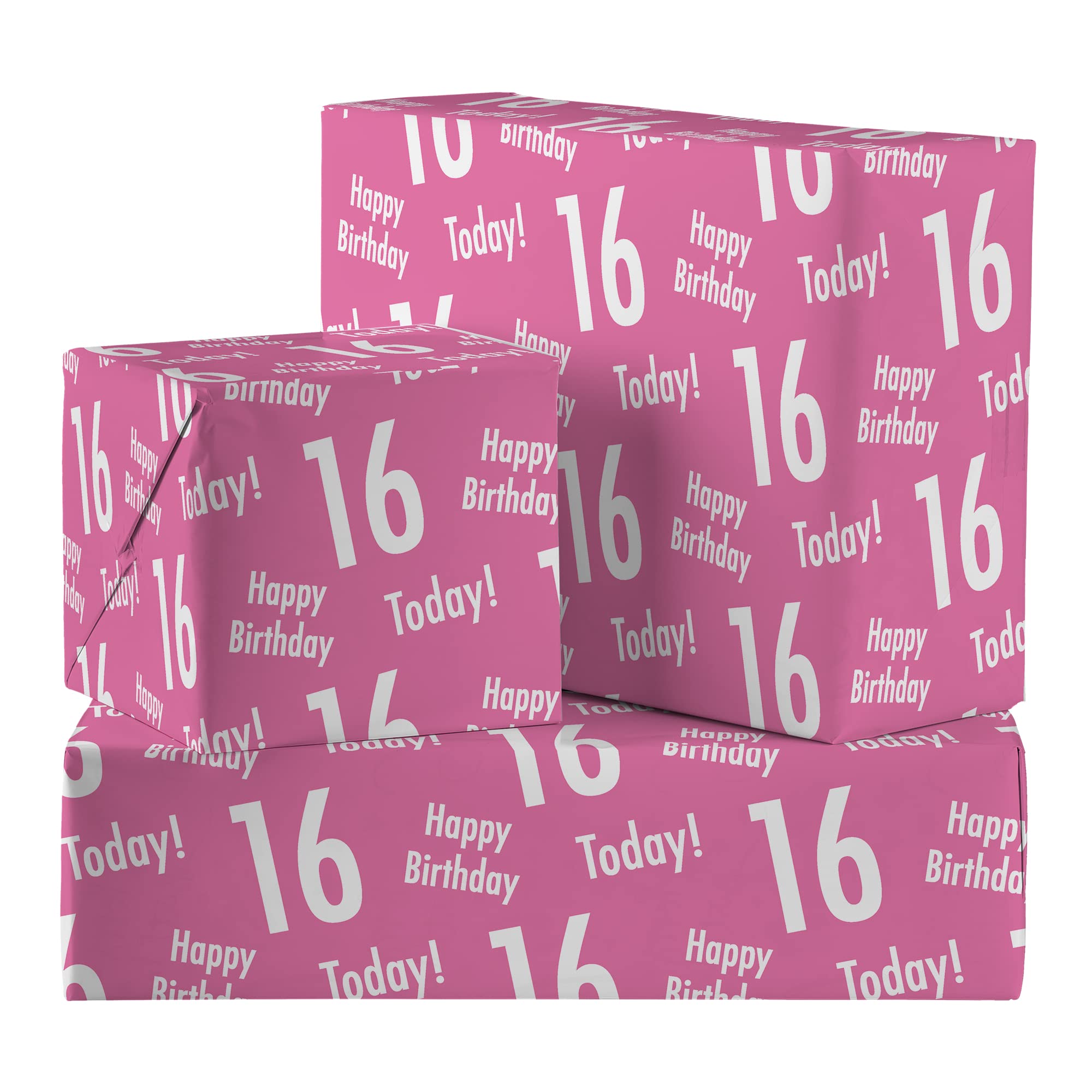 16th Birthday Pink Gift Wrap And Tags Urban Colour