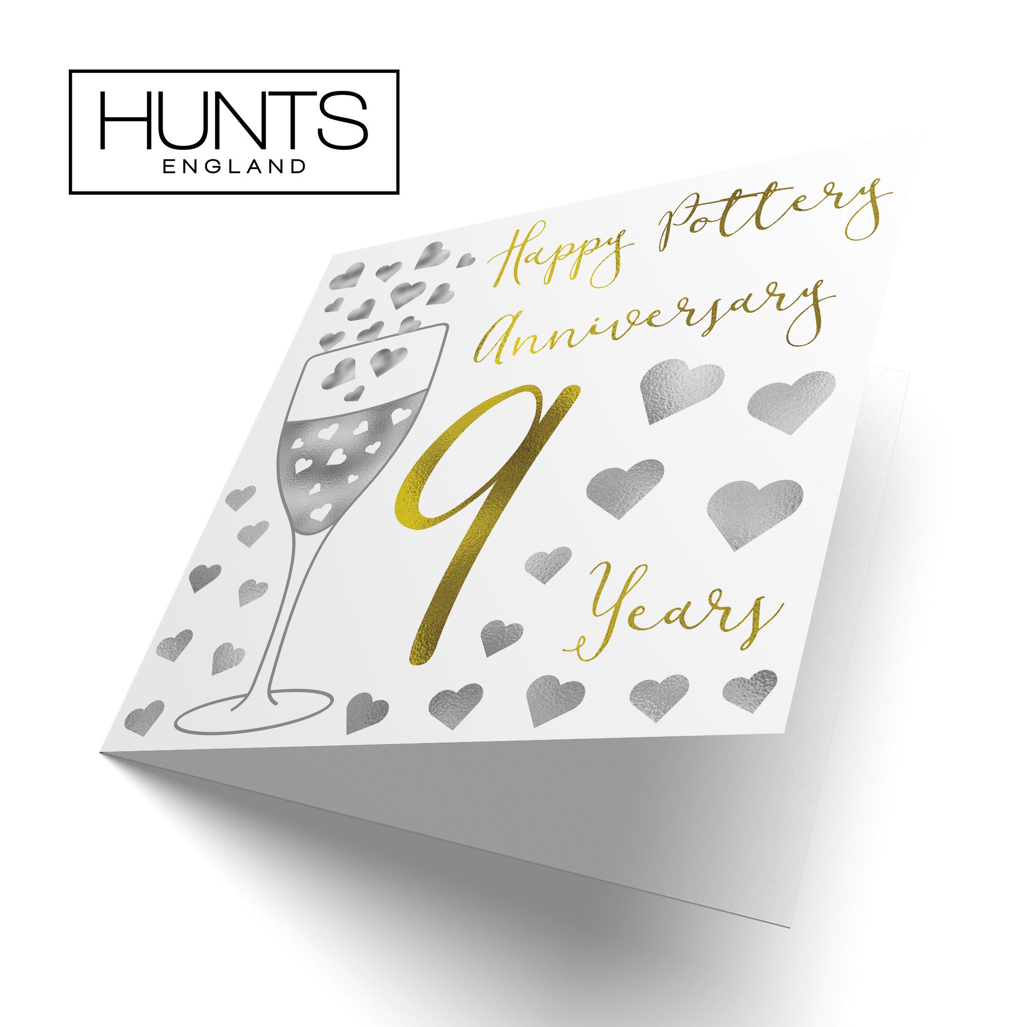 9th Anniversary Card Silver Hearts - Default Title (B07X8Z16X4)