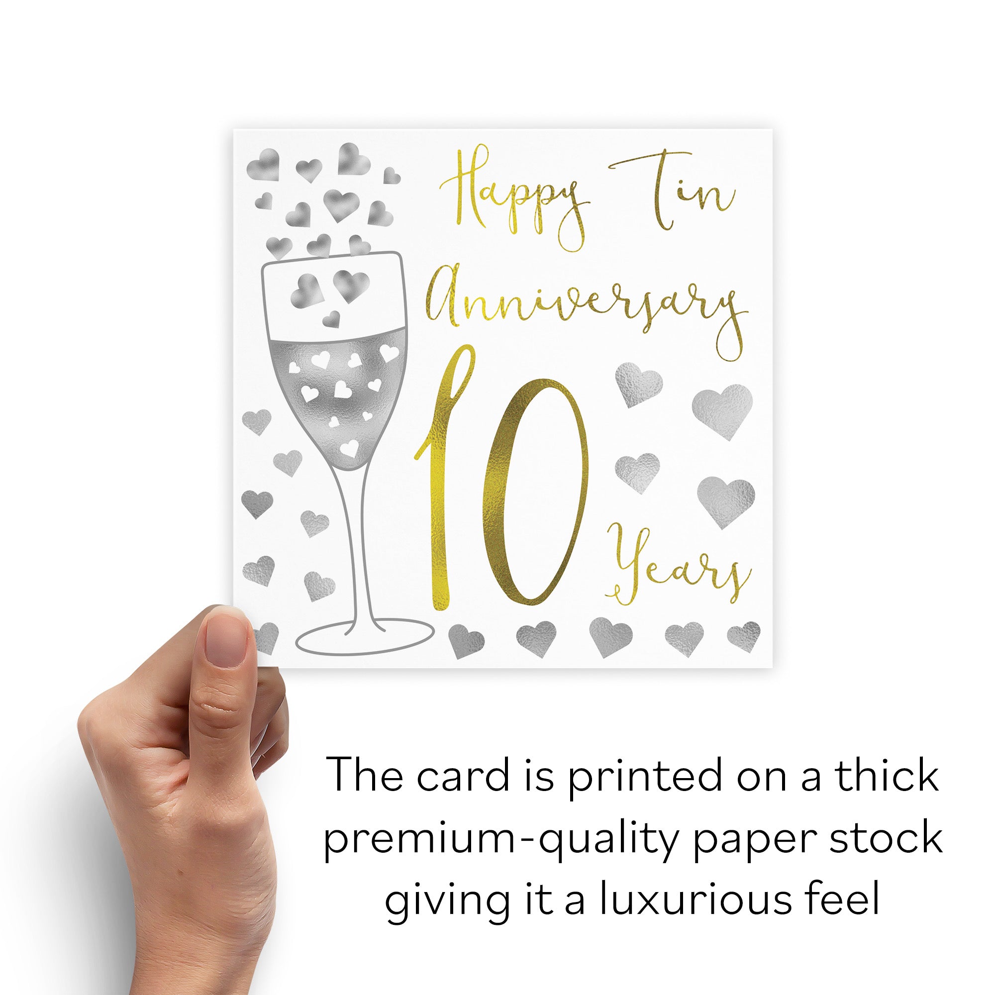 10th Anniversary Card Silver Hearts - Default Title (B07XF5TM8H)