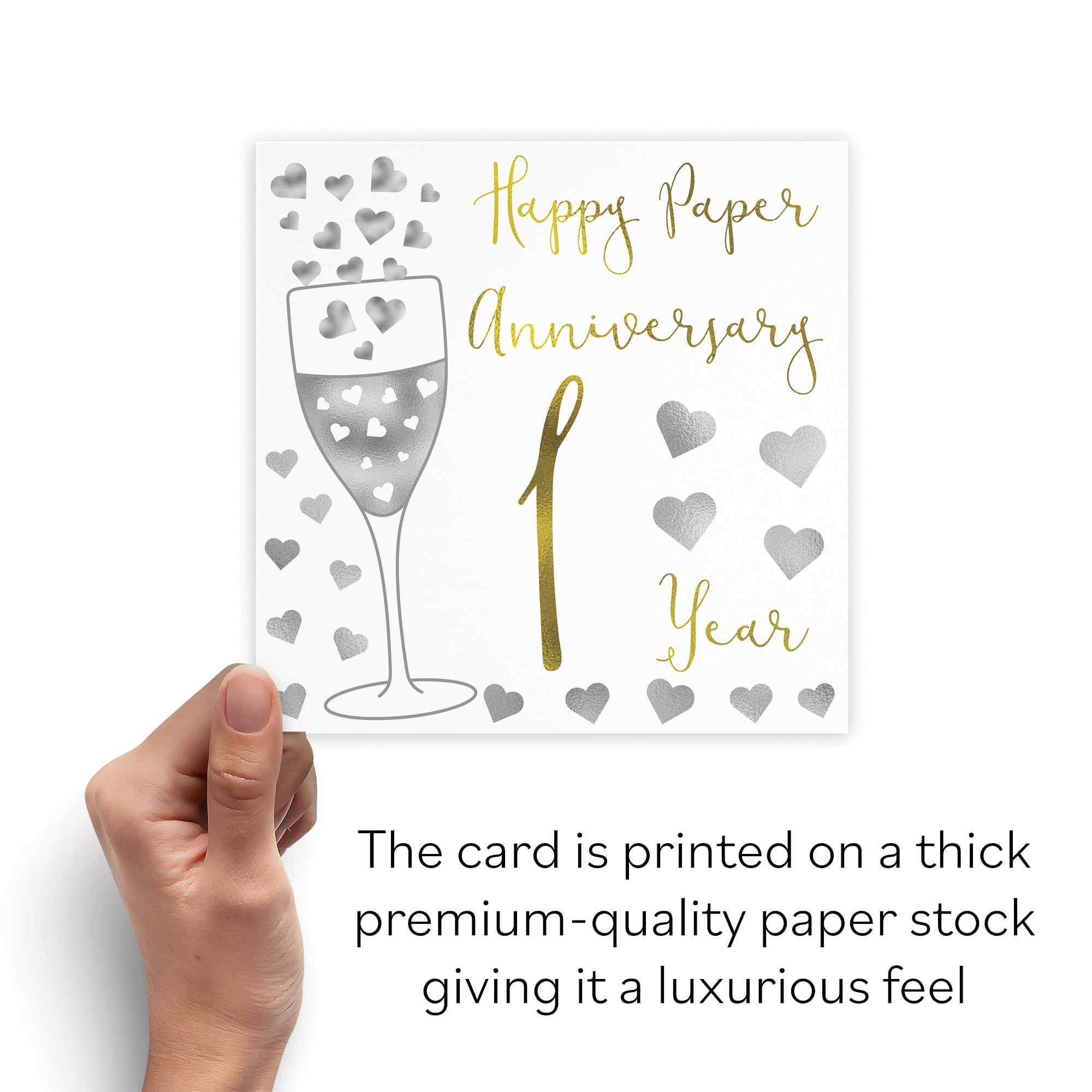 1st Anniversary Card Silver Hearts - Default Title (B07XG67W13)