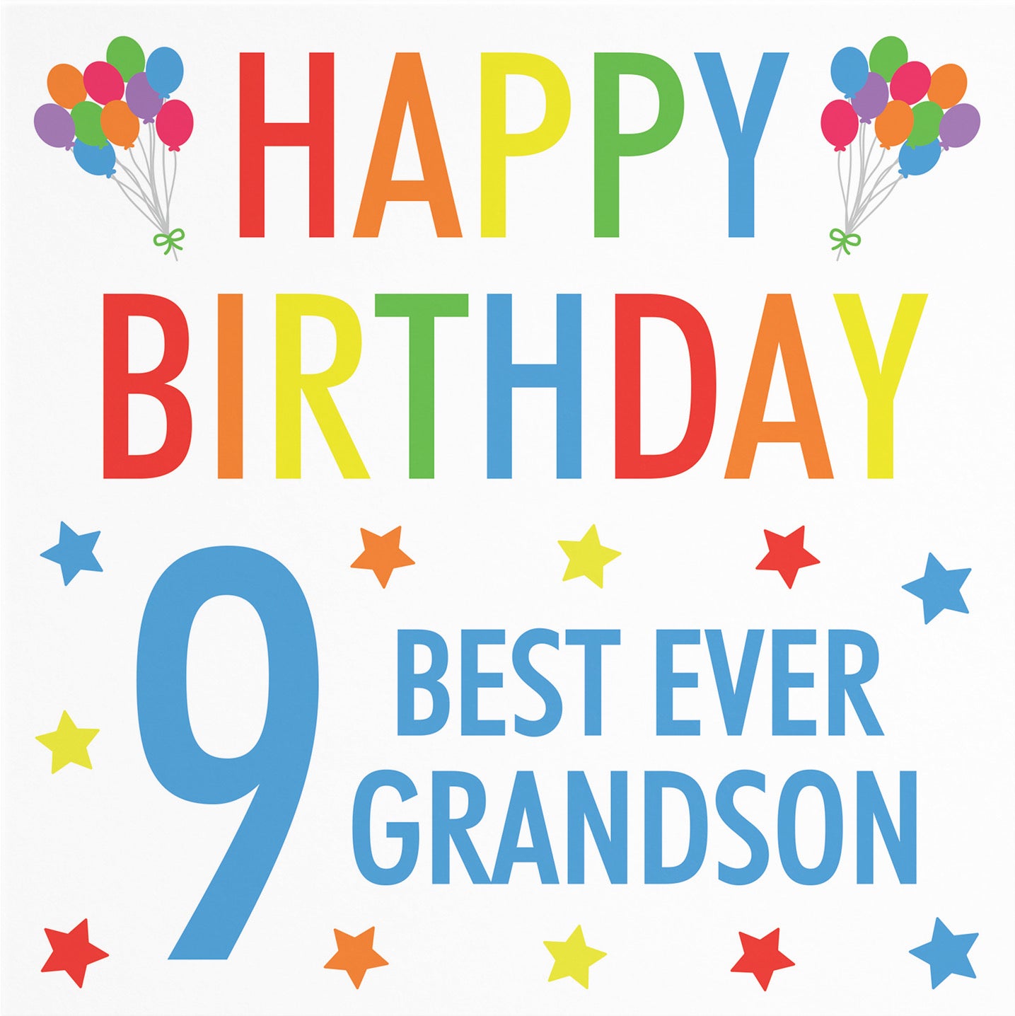 9th Grandson Birthday Card Colourful - Default Title (B0886GP6TV)