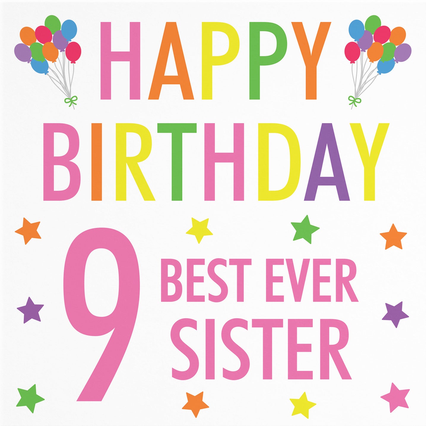 9th Sister Birthday Card Colourful - Default Title (B08886KC92)