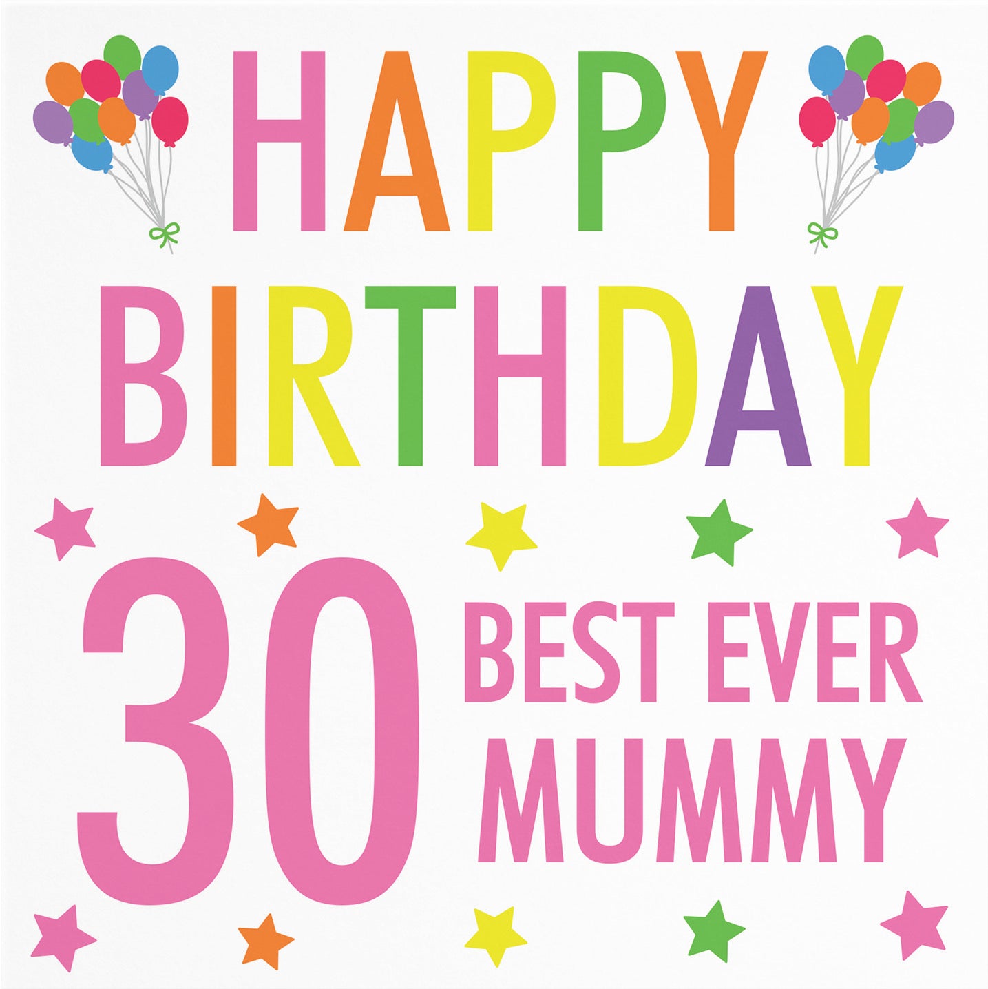 30th Mummy Birthday Card Colourful - Default Title (B088FJPMFP)