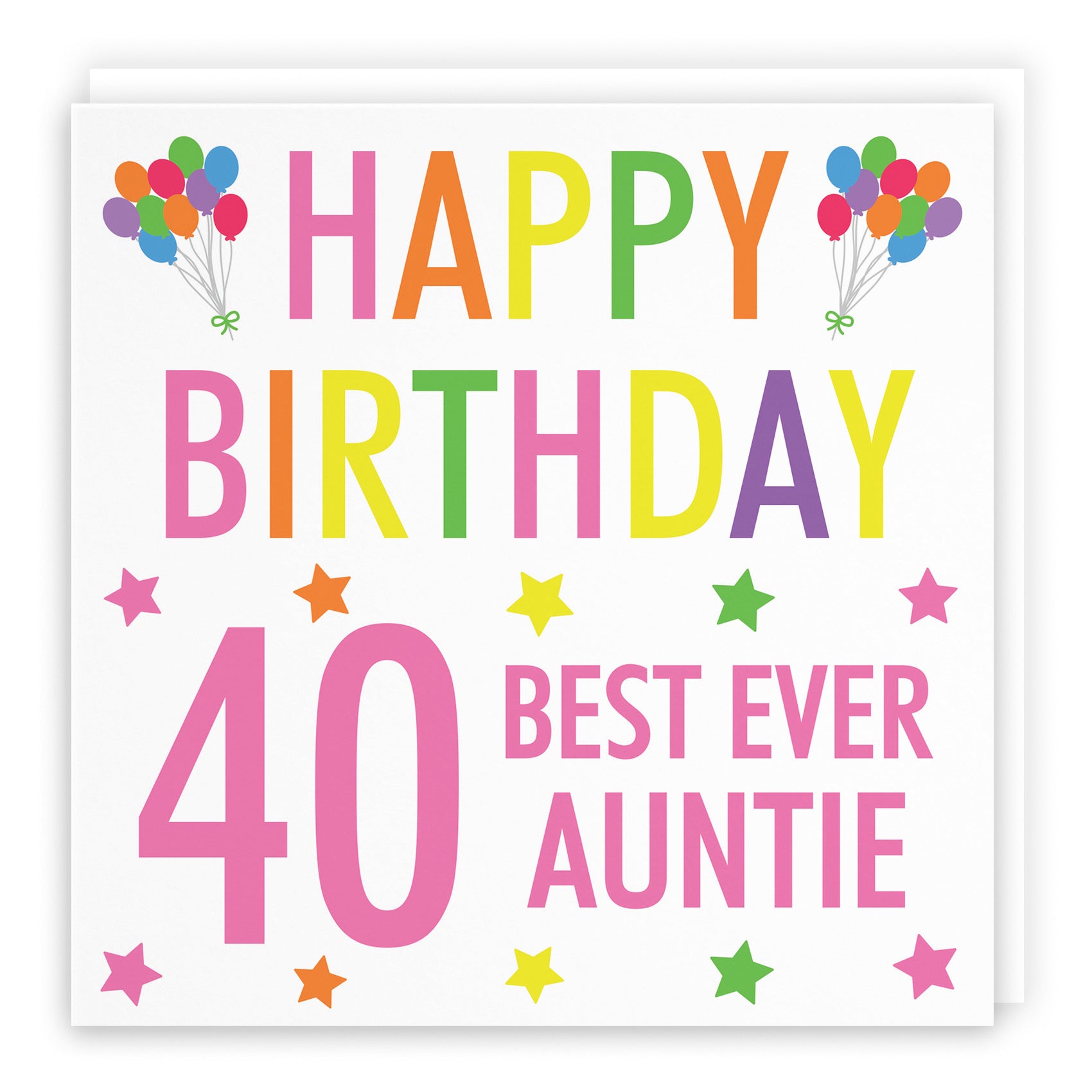 40th Auntie Birthday Card Colourful - Default Title (B088FLXKJL)