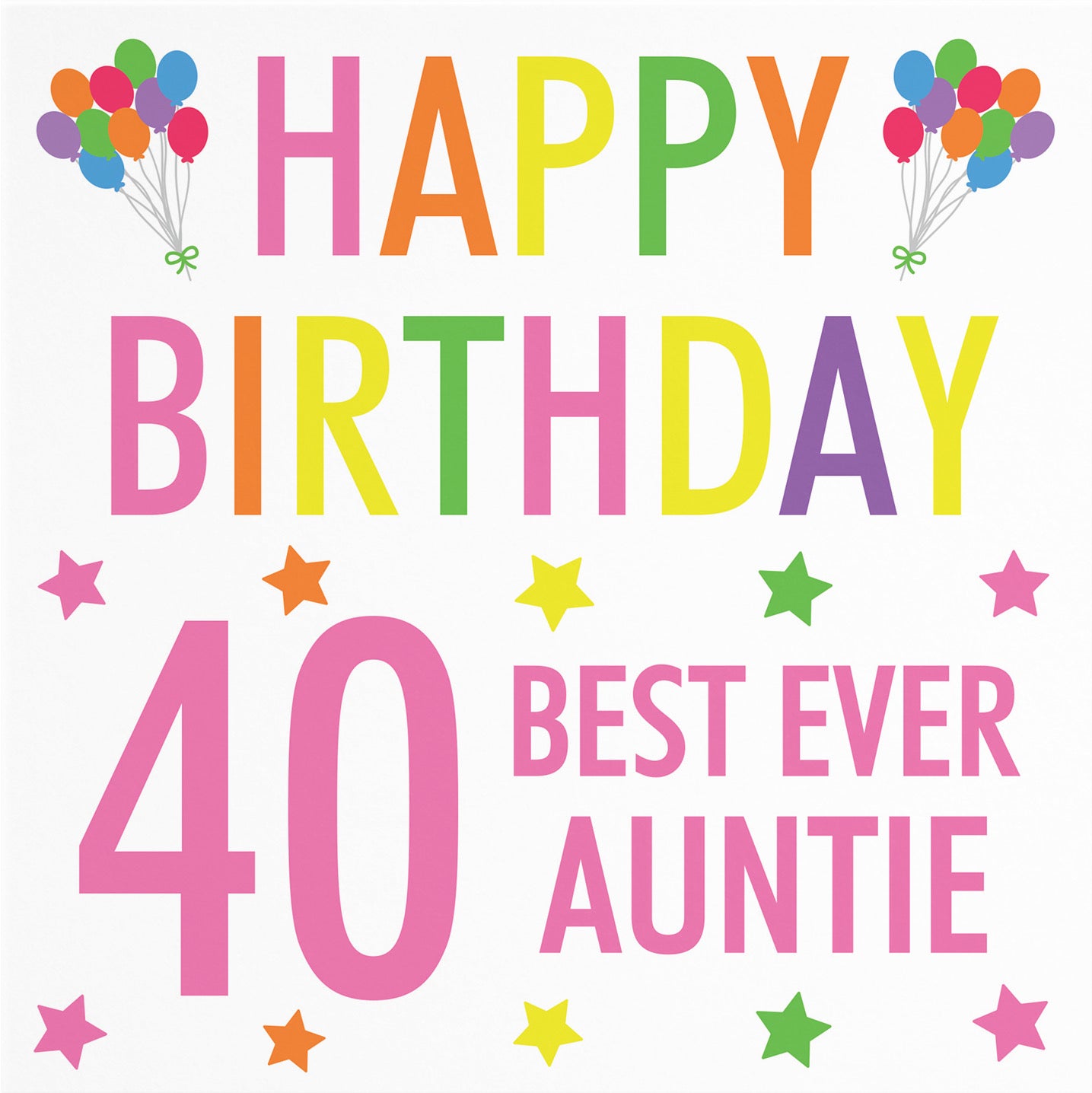 40th Auntie Birthday Card Colourful - Default Title (B088FLXKJL)