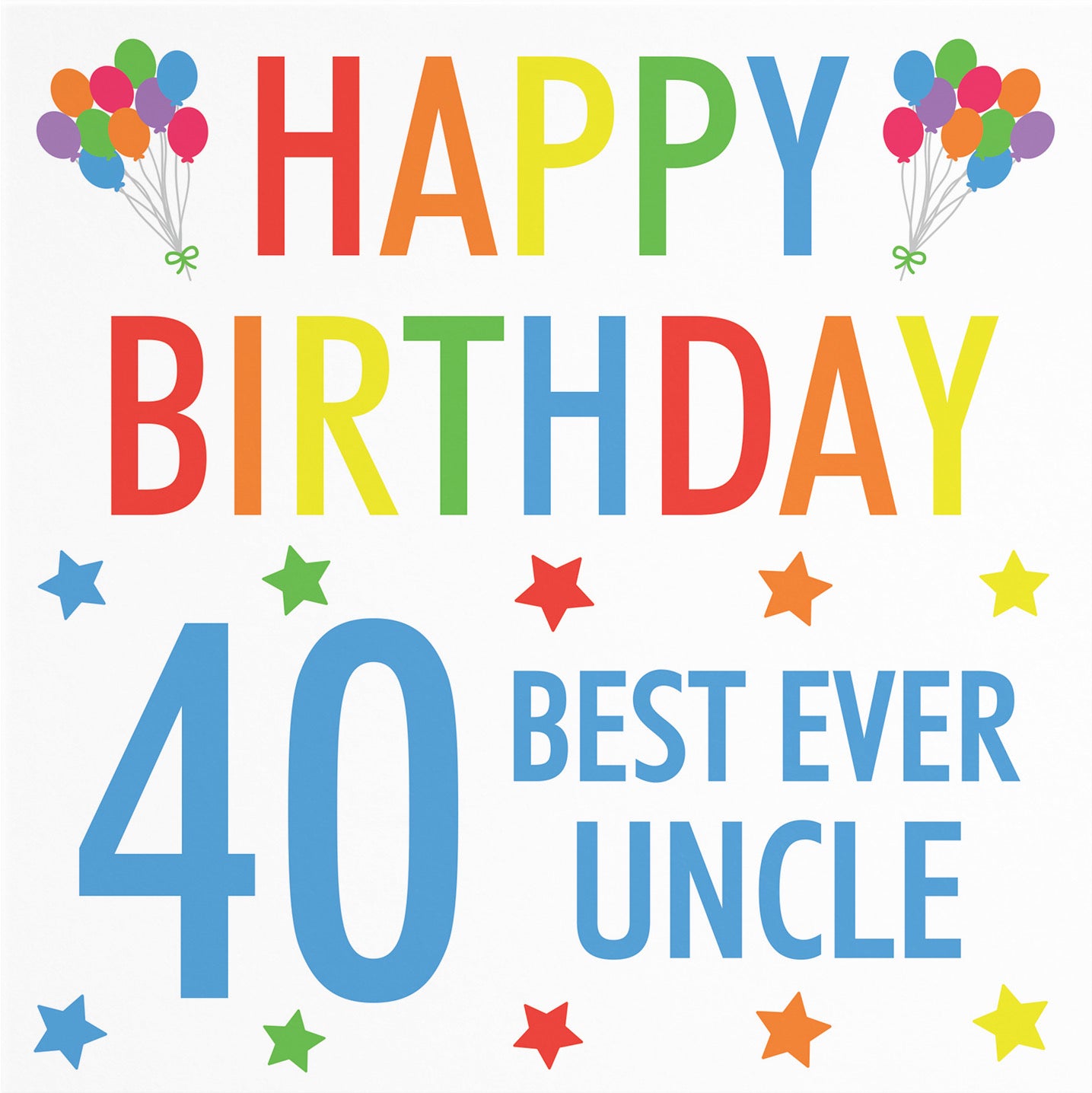 40th Uncle Birthday Card Colourful - Default Title (B088FZTH1N)