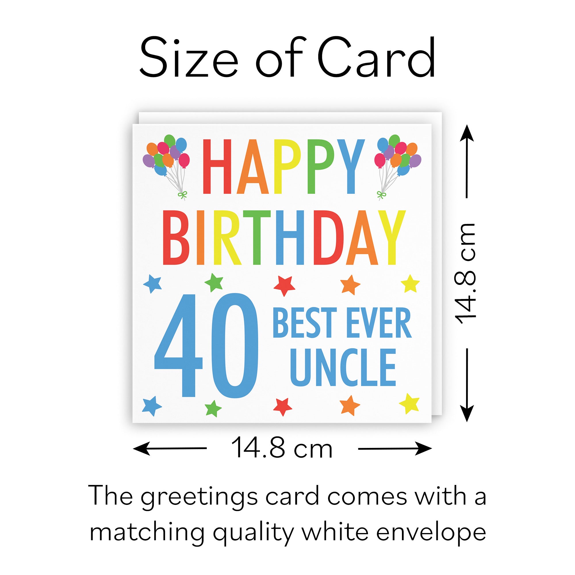 40th Uncle Birthday Card Colourful - Default Title (B088FZTH1N)