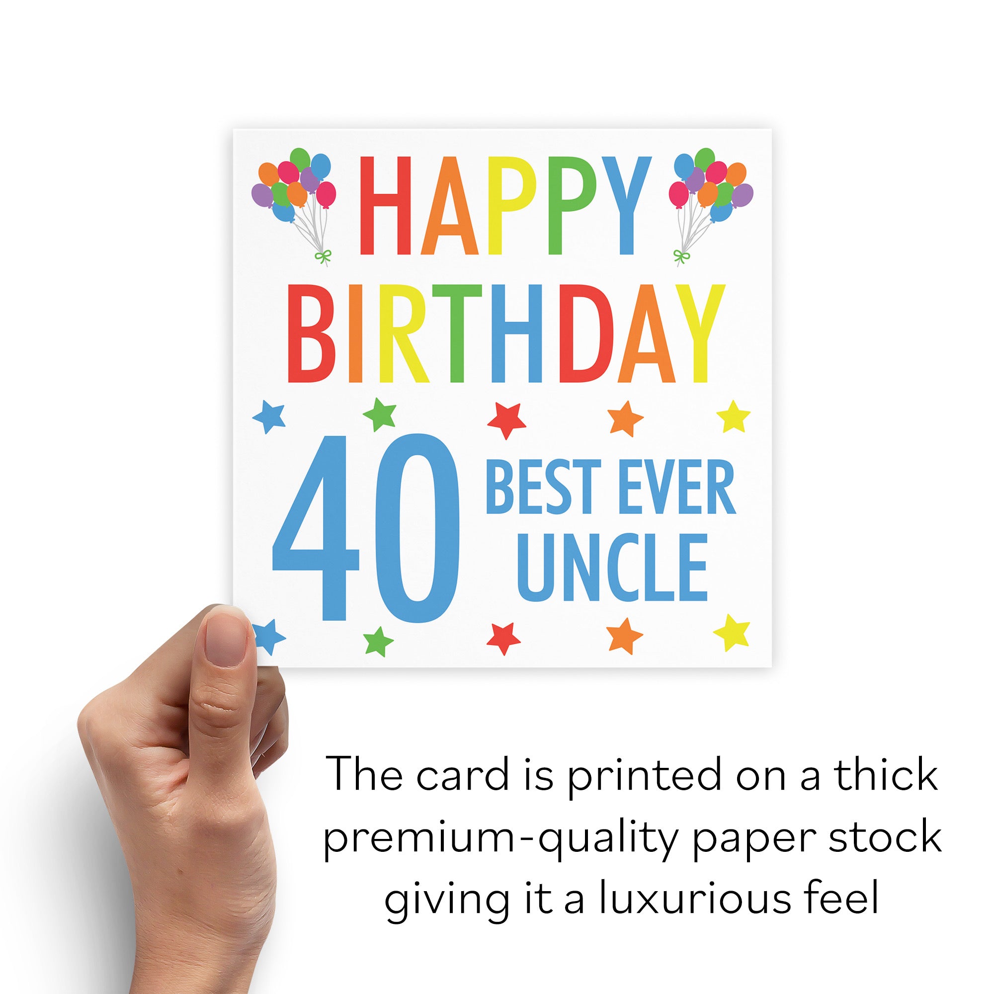 40th Uncle Birthday Card Colourful - Default Title (B088FZTH1N)