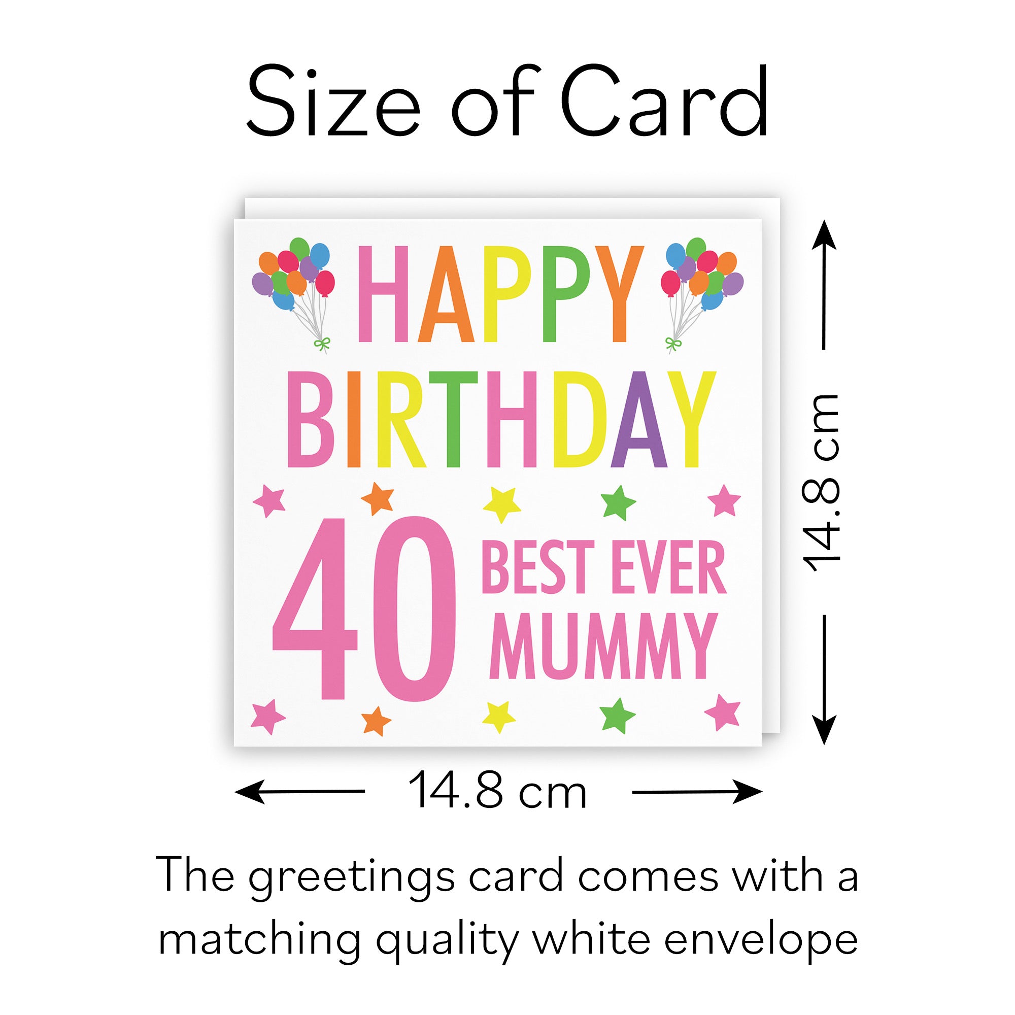 40th Mummy Birthday Card Colourful - Default Title (B088FZYVDW)