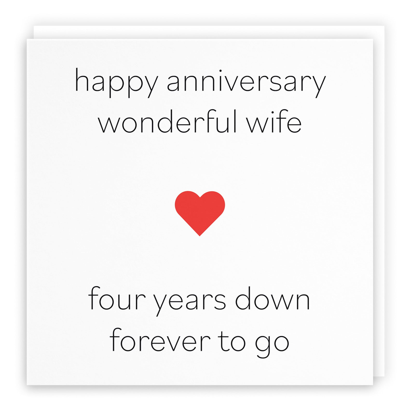 4th Wife Anniversary Card Four Years Down Forever To Go Red Heart - Default Title (B08BX6CQJS)