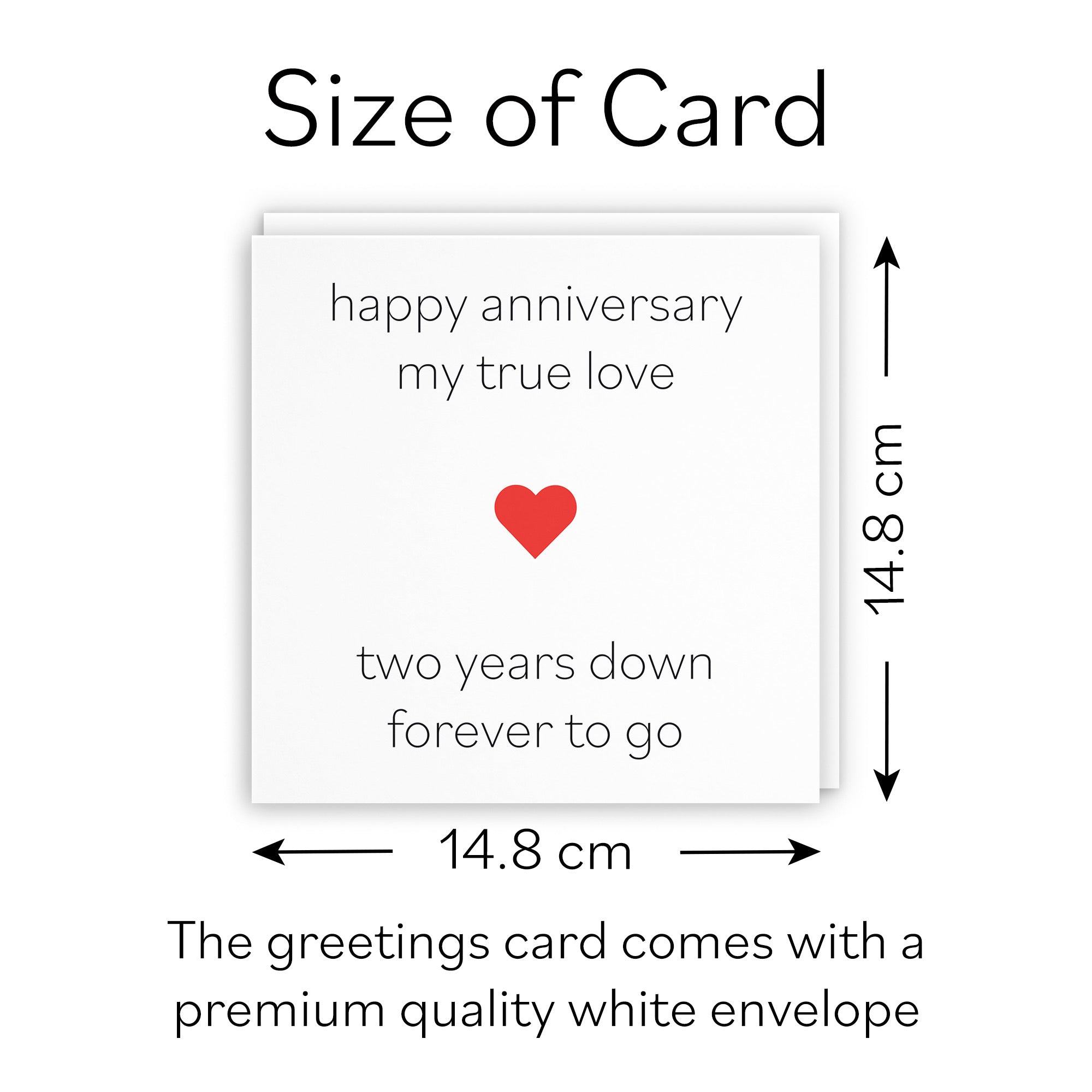 2nd Anniversary Card True Love Red Heart - Default Title (B08BX8HWXL)