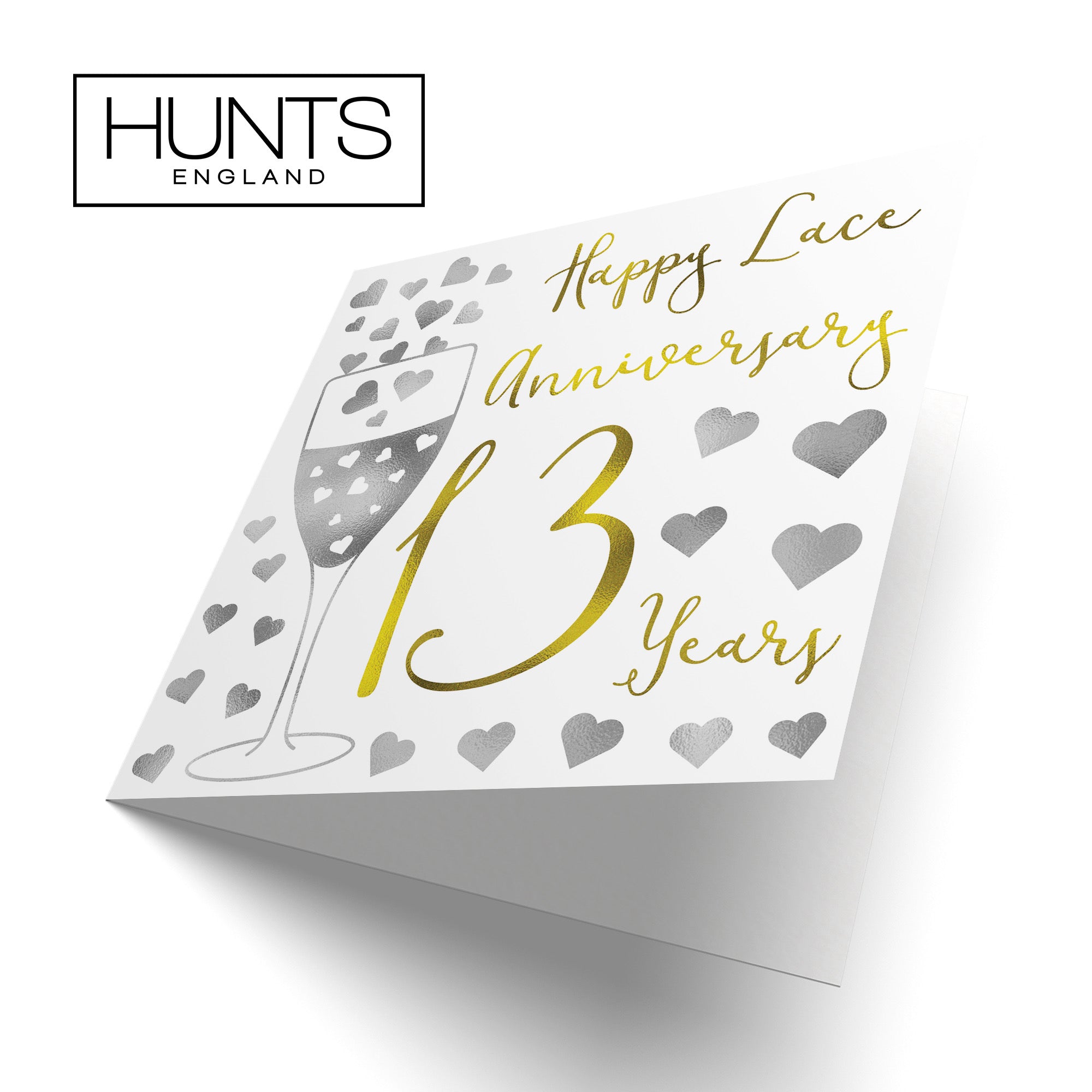 13th Anniversary Card Silver Hearts - Default Title (B08FGK81FC)