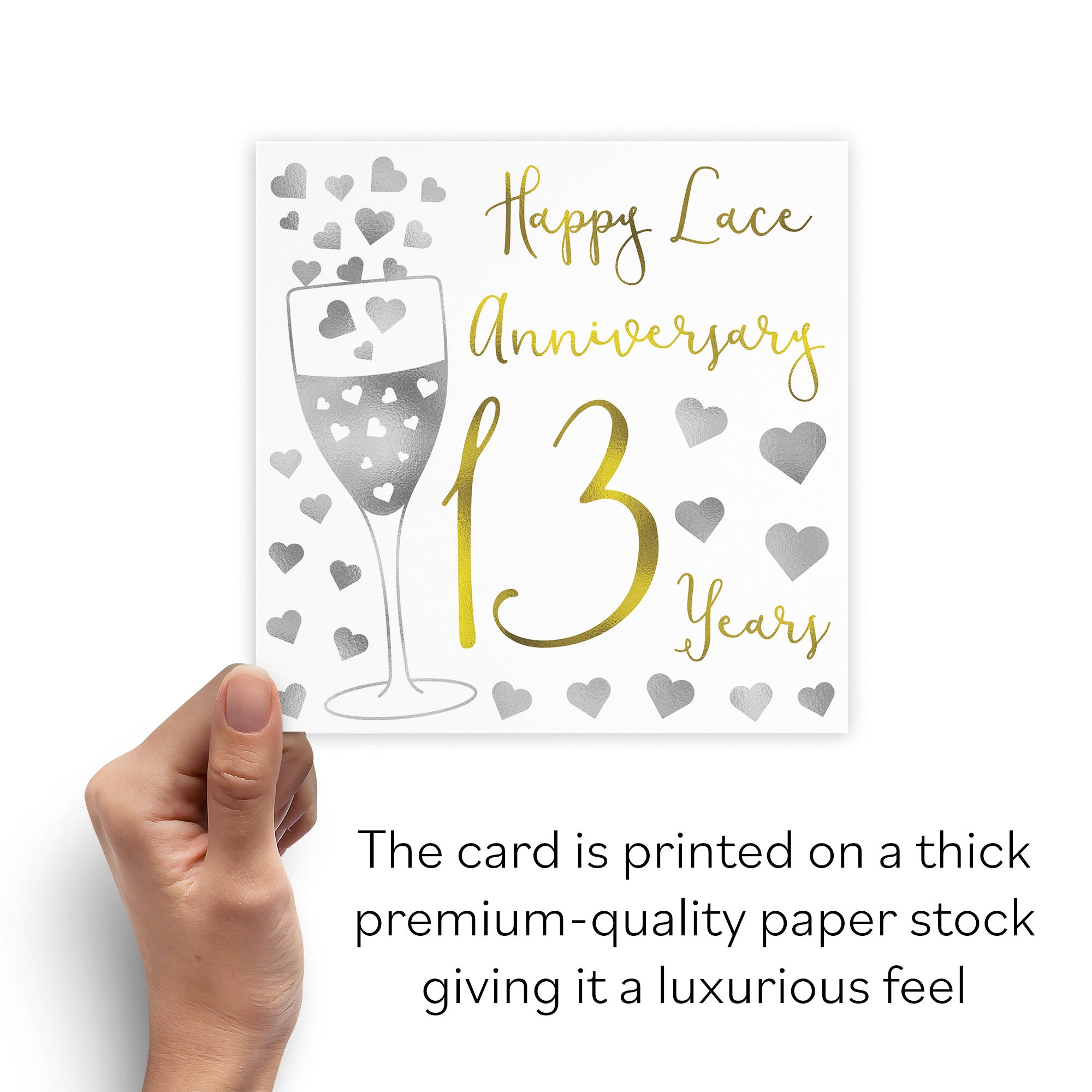 13th Anniversary Card Silver Hearts - Default Title (B08FGK81FC)