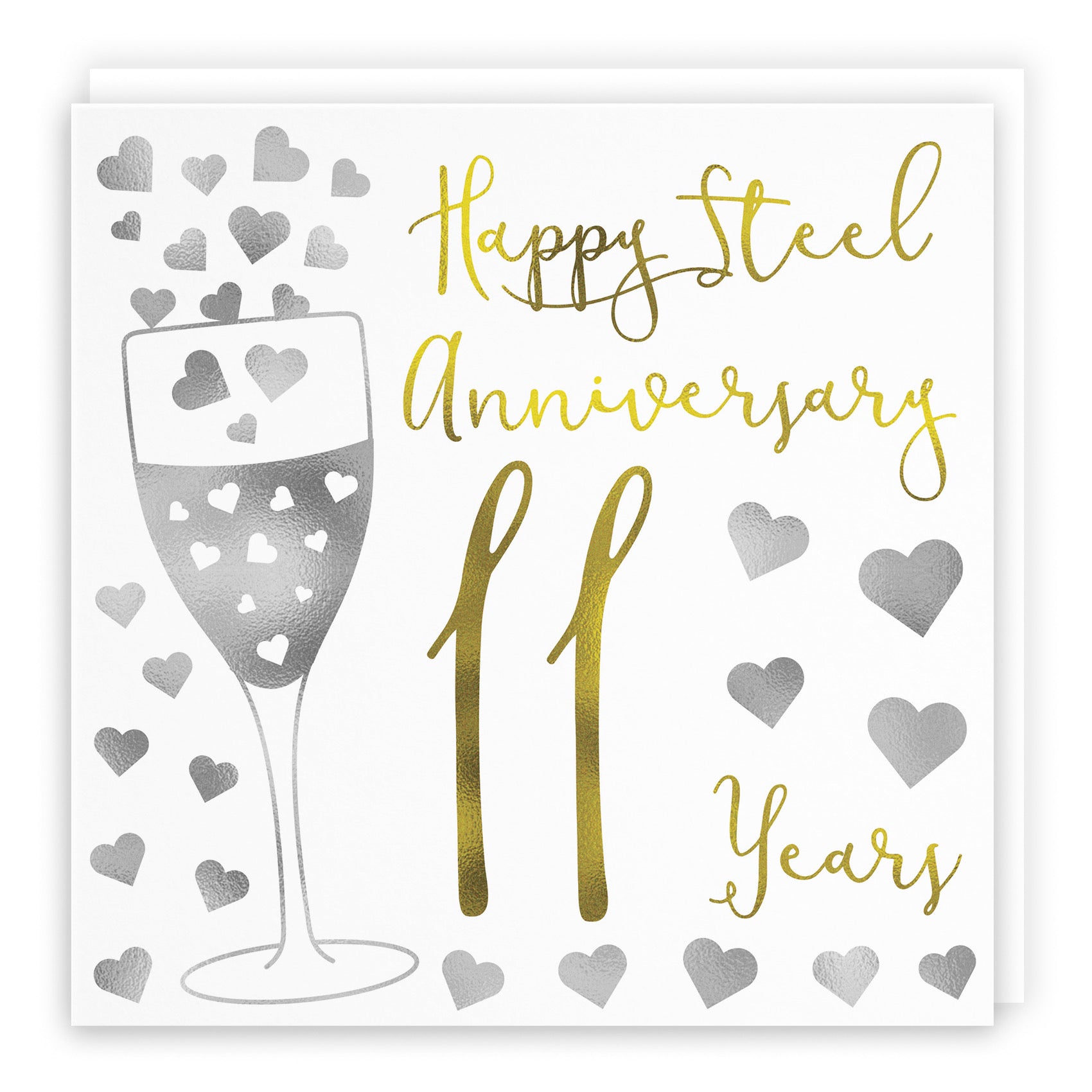 11th Anniversary Card Silver Hearts - Default Title (B08FGKLSNY)
