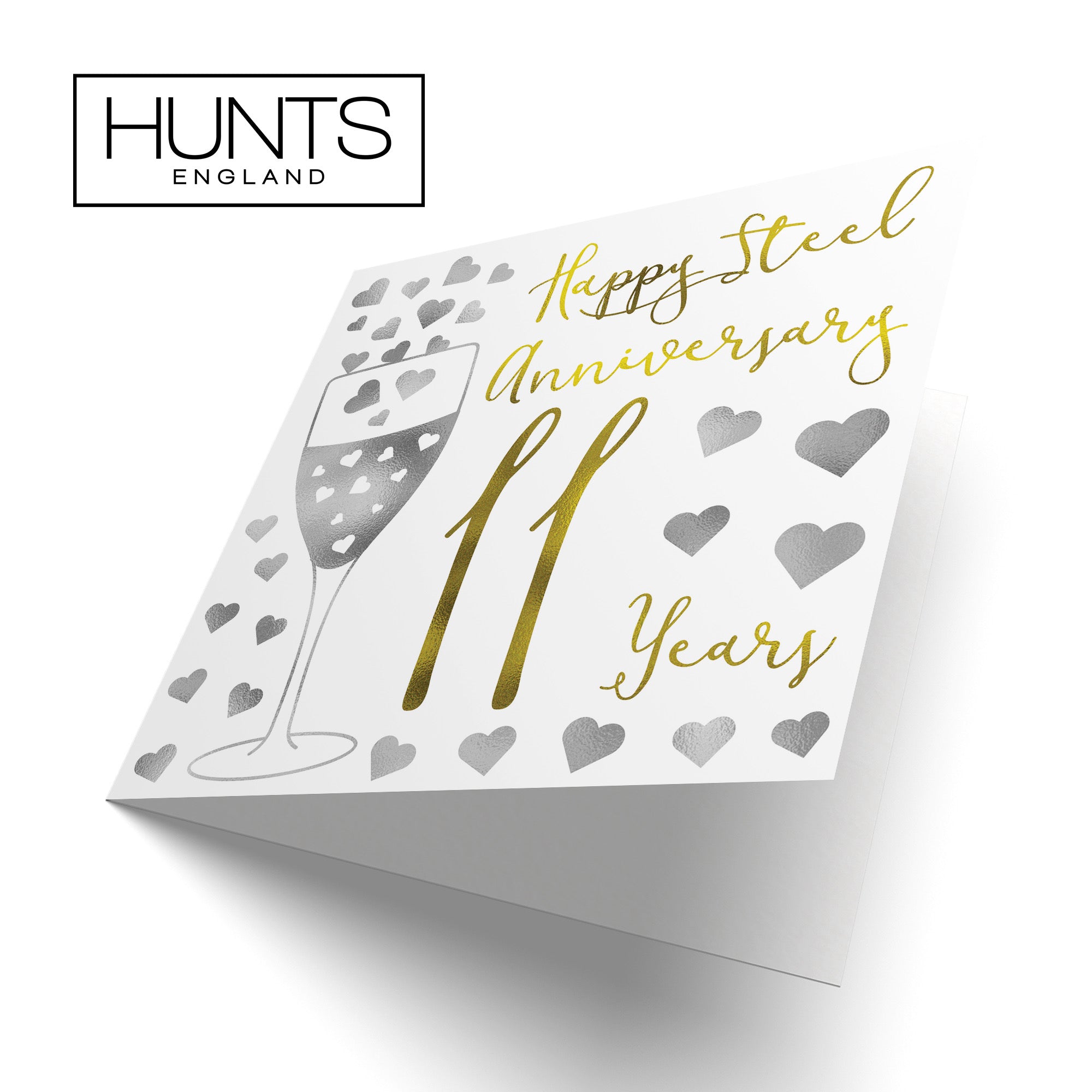 11th Anniversary Card Silver Hearts - Default Title (B08FGKLSNY)