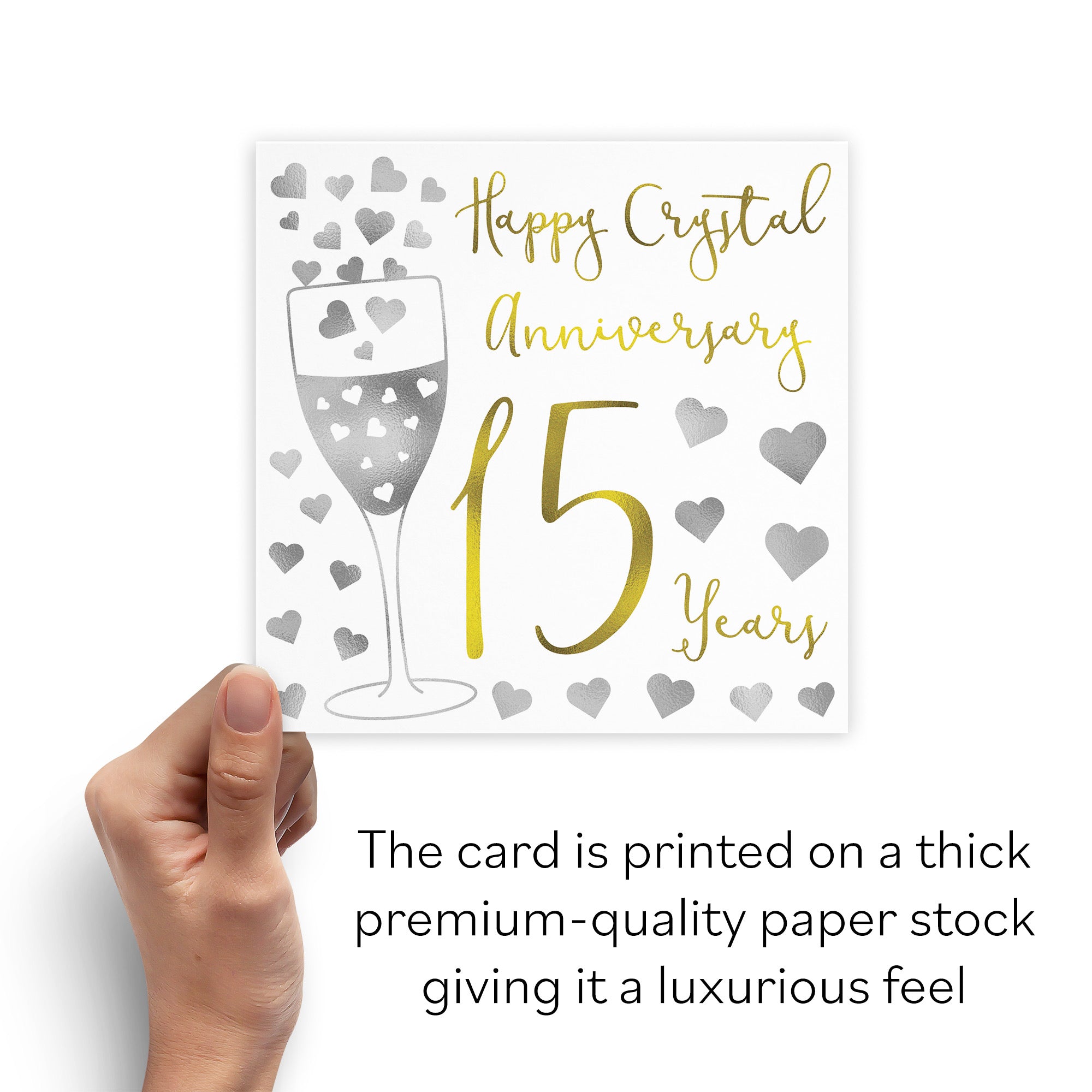 15th Anniversary Card Silver Hearts - Default Title (B08FH6FSYX)