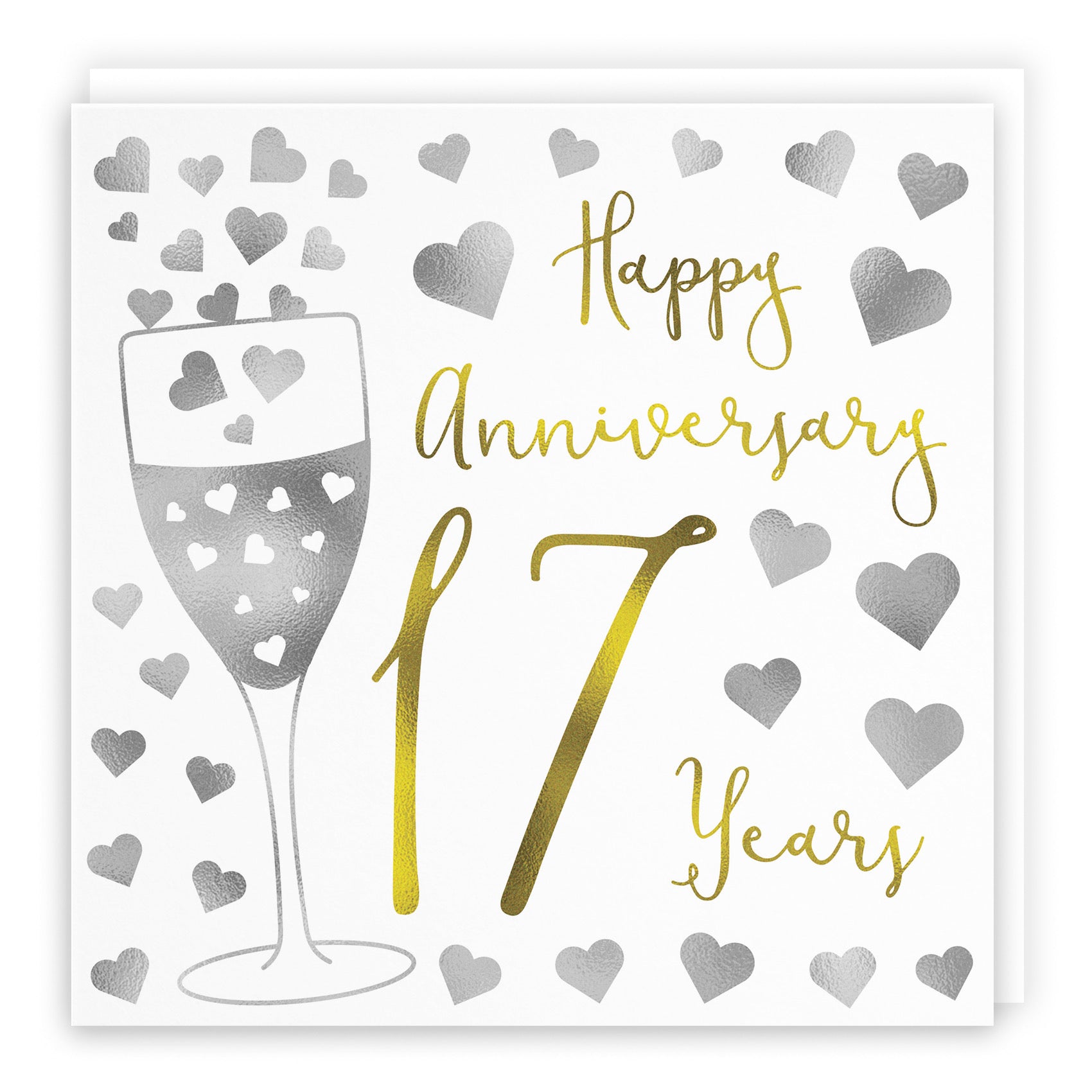 17th Anniversary Card Silver Hearts - Default Title (B08FH6TX88)