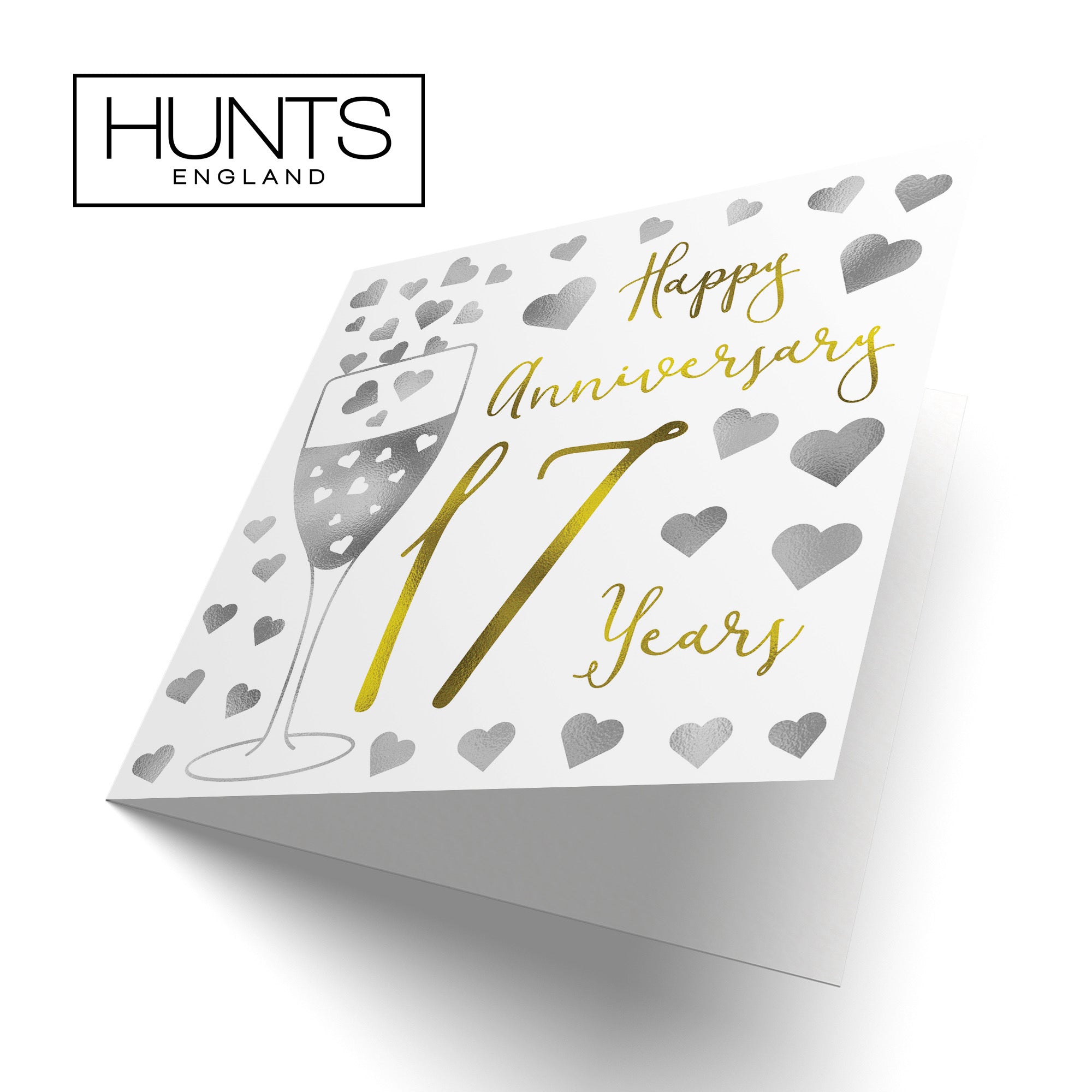 17th Anniversary Card Silver Hearts - Default Title (B08FH6TX88)