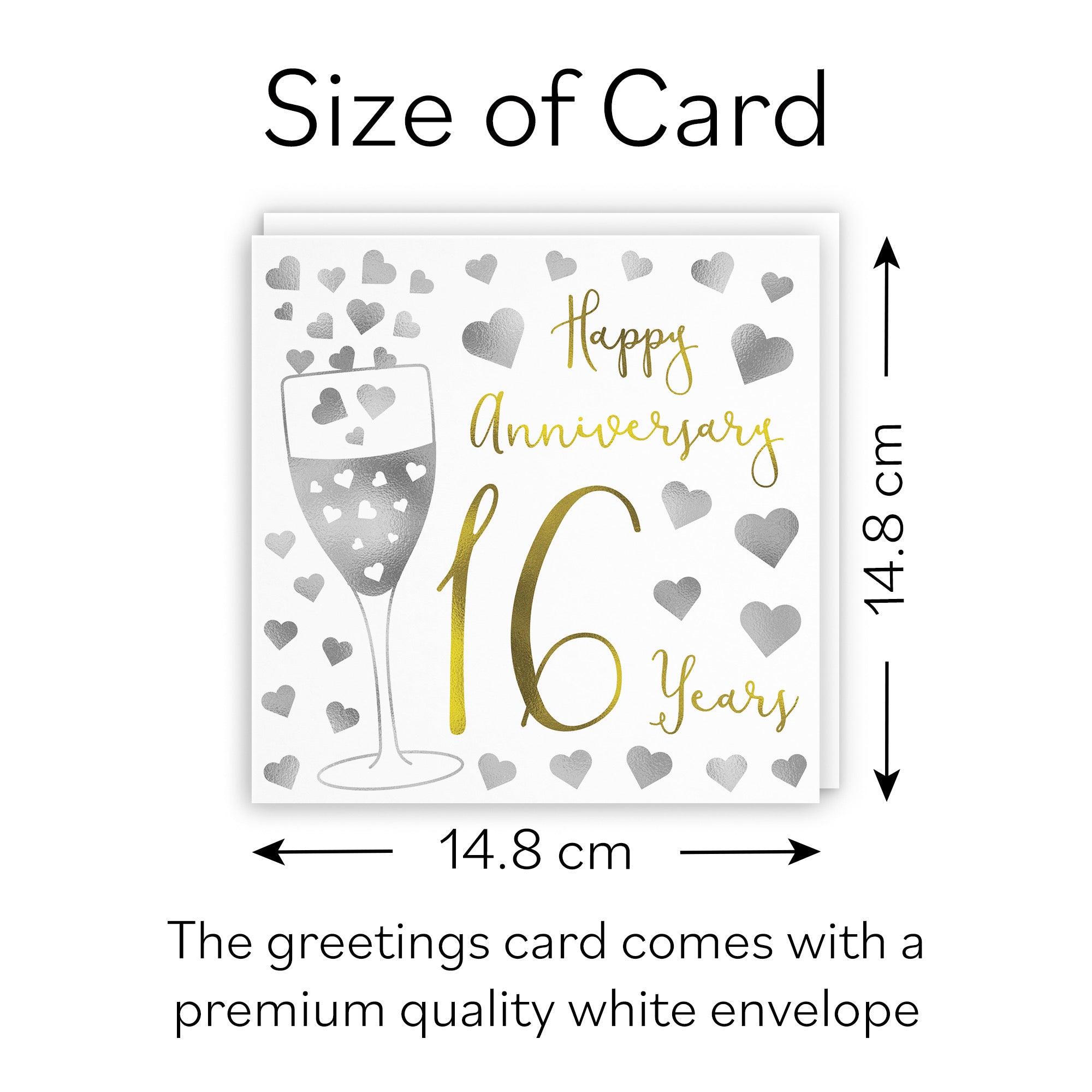 16th Anniversary Card Silver Hearts - Default Title (B08FH6VBSC)