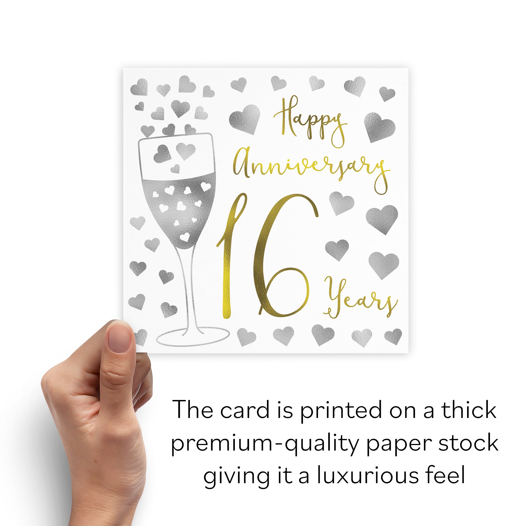 16th Anniversary Card Silver Hearts - Default Title (B08FH6VBSC)