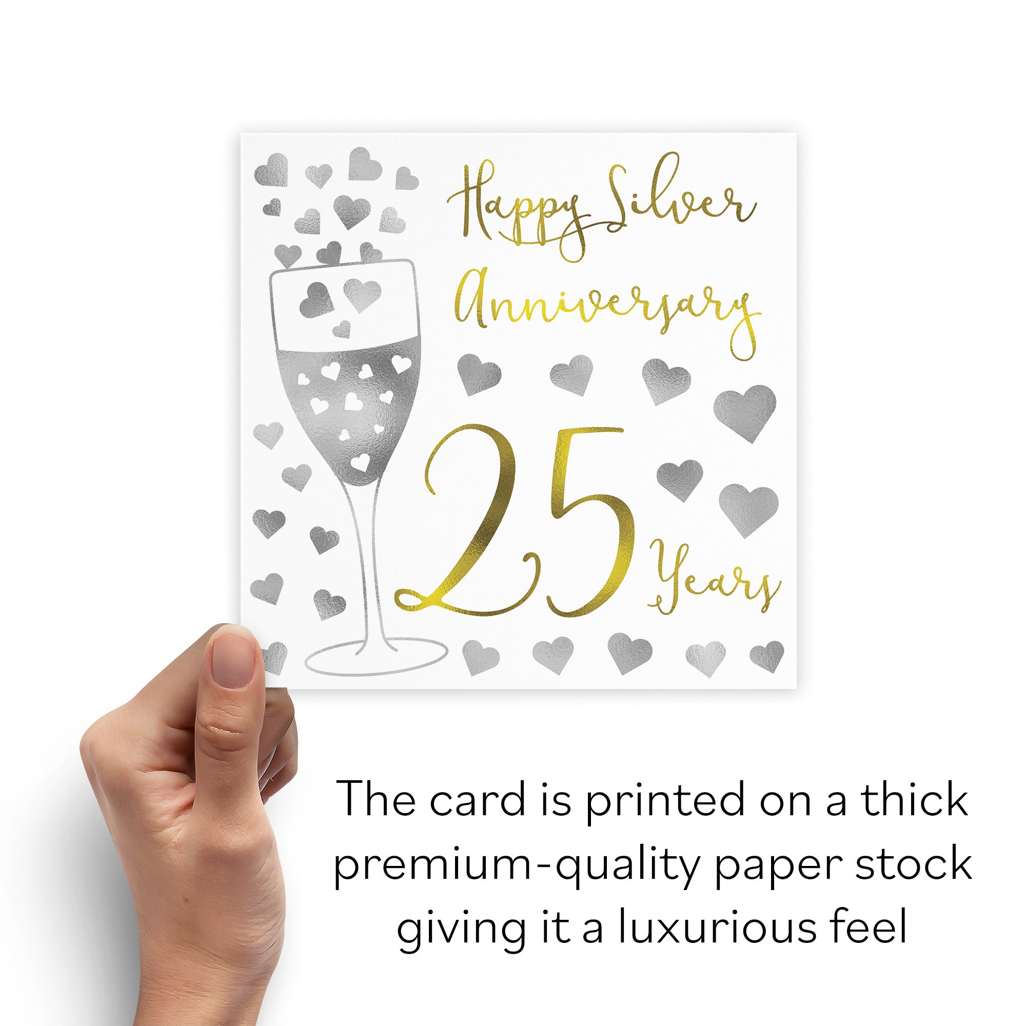 25th Anniversary Card Silver Hearts - Default Title (B08FH957HF)