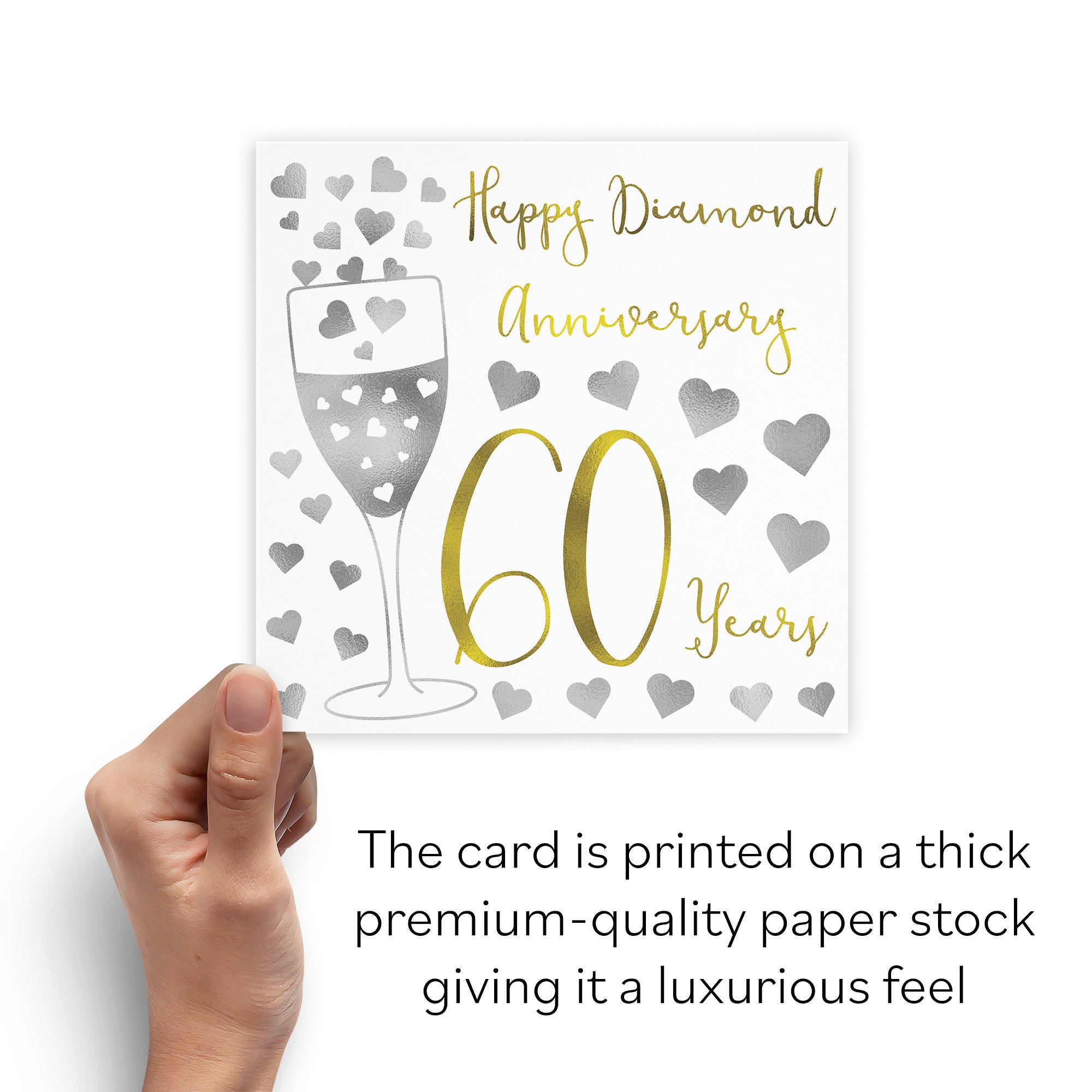 60th Anniversary Card Silver Hearts - Default Title (B08FH9M5TW)