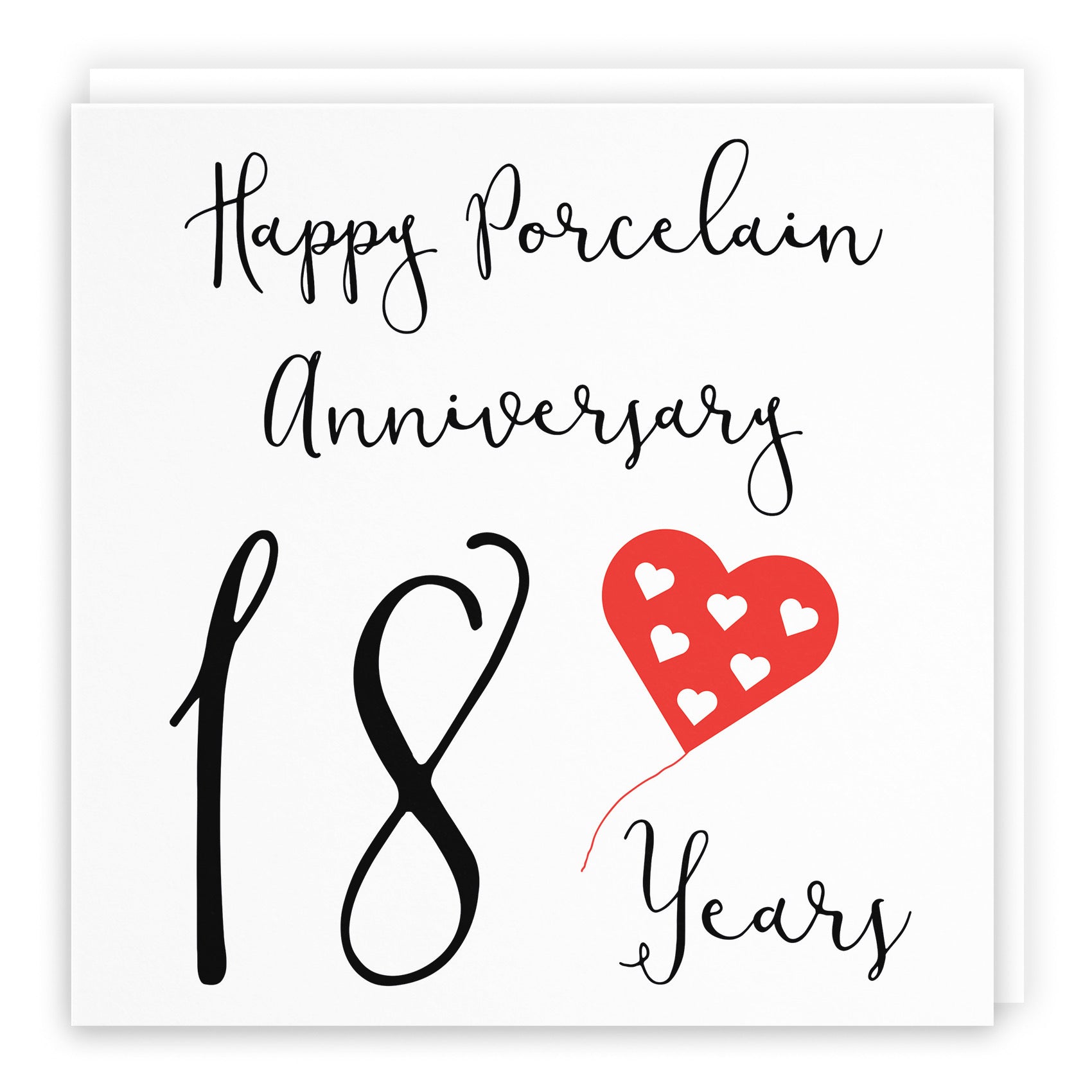 18th Porcelain Anniversary Card Red Heart - Default Title (B08FHBQ6BP)