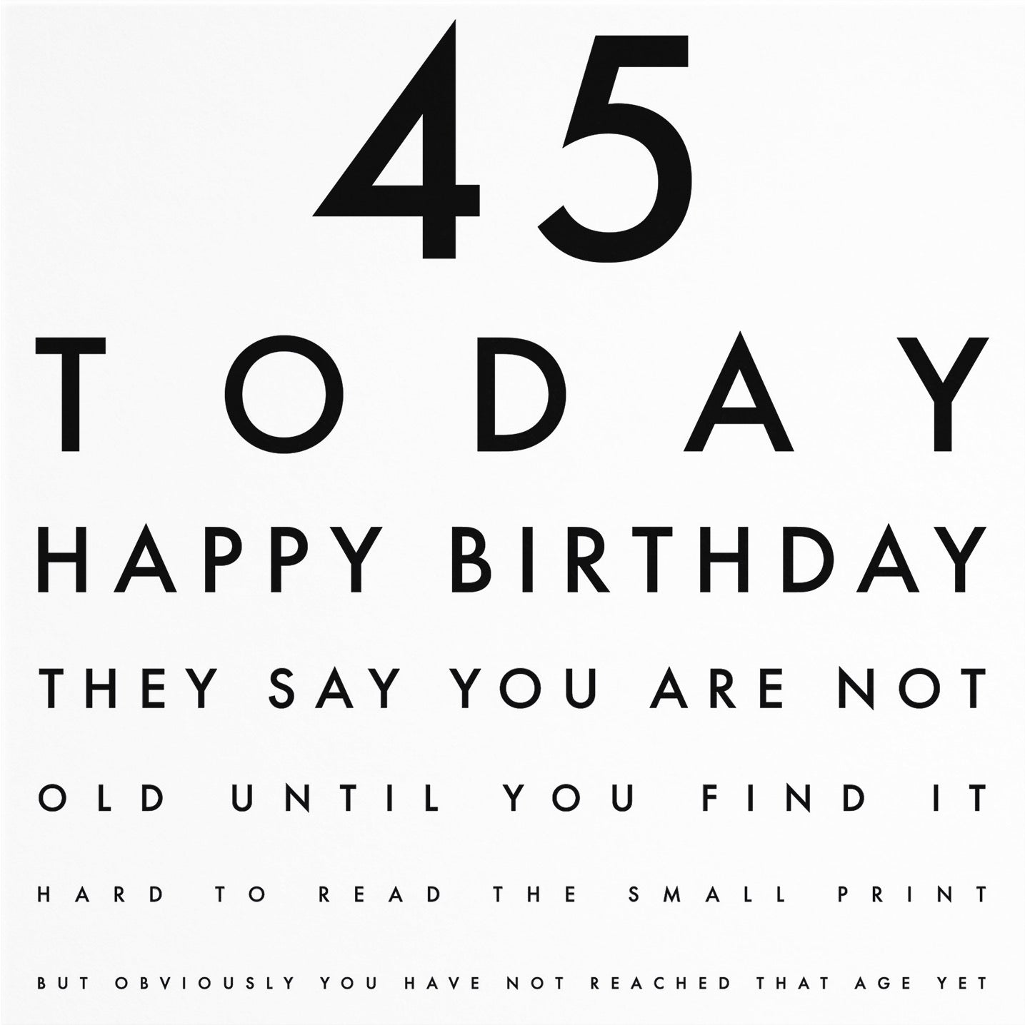 45th Birthday Eye Sight Joke Card Letters - Default Title (B08GZHH5YV)