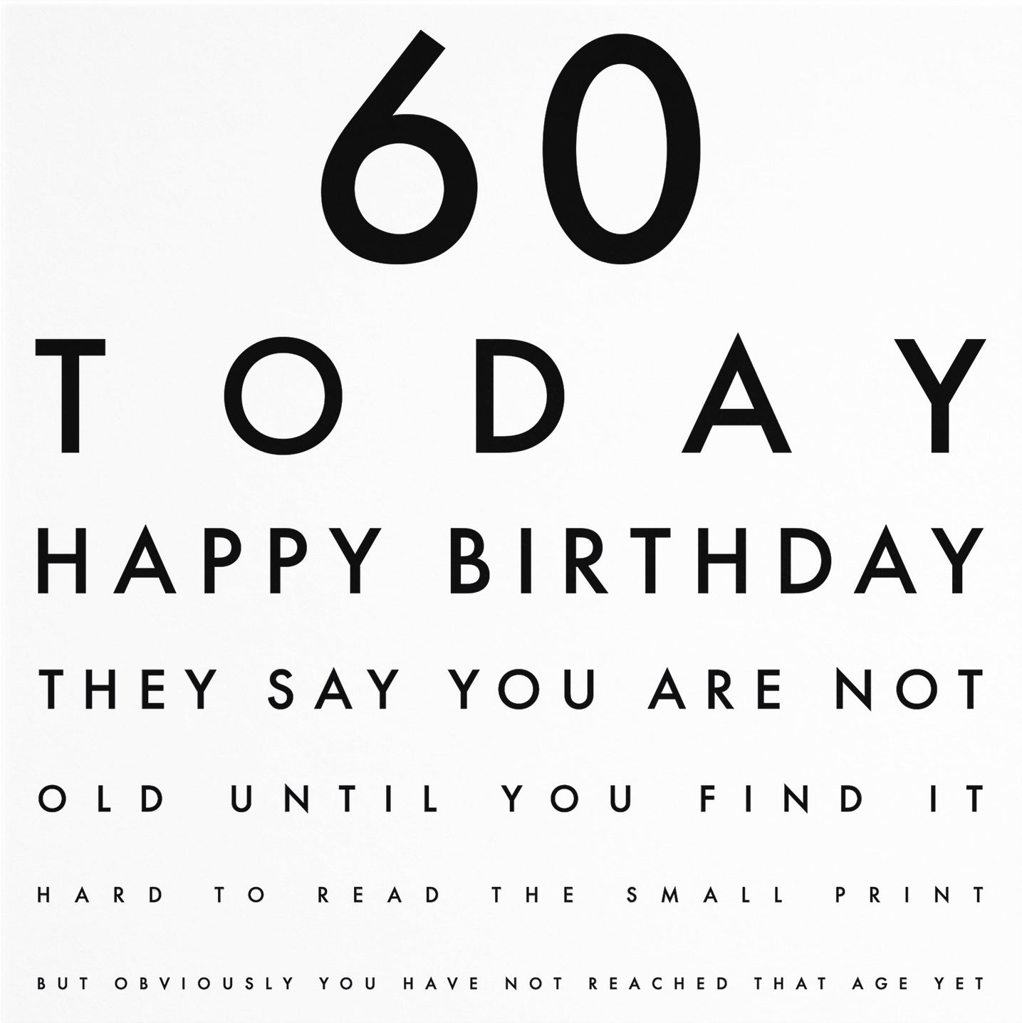 60th Birthday Eye Sight Joke Card Letters - Default Title (B08GZJX7HM)