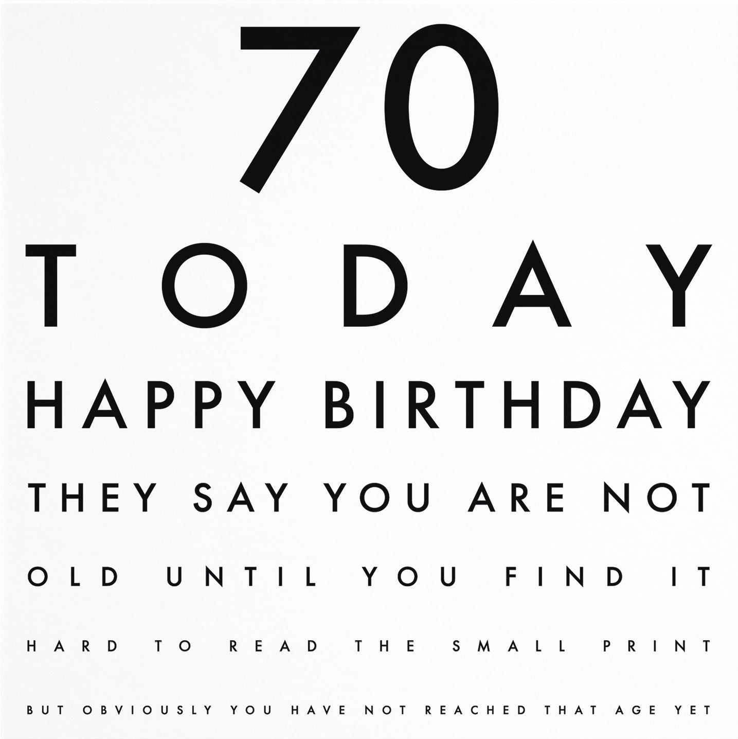 70th Birthday Eye Sight Joke Card Letters - Default Title (B08GZKKQNG)