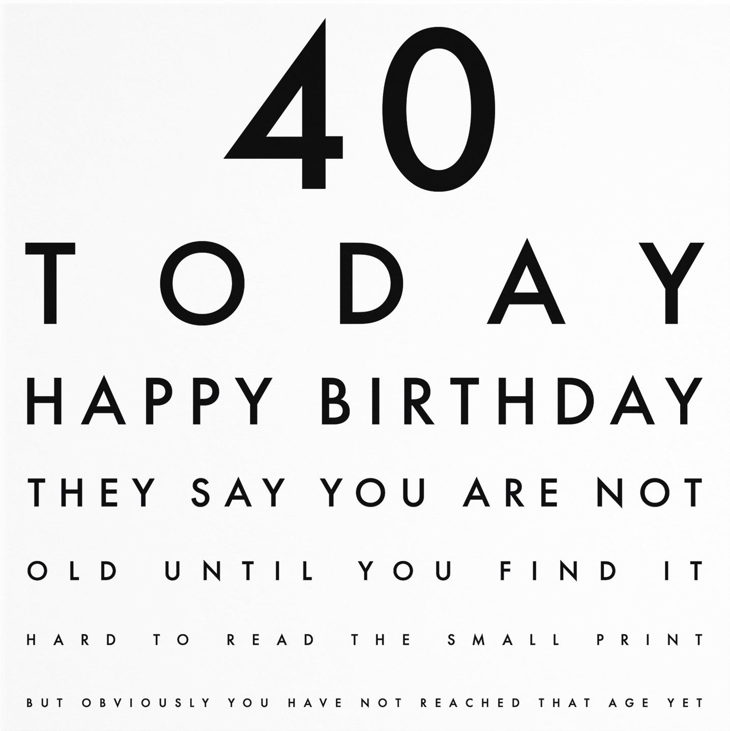 40th Birthday Eye Sight Joke Card Letters - Default Title (B08GZKP27T)