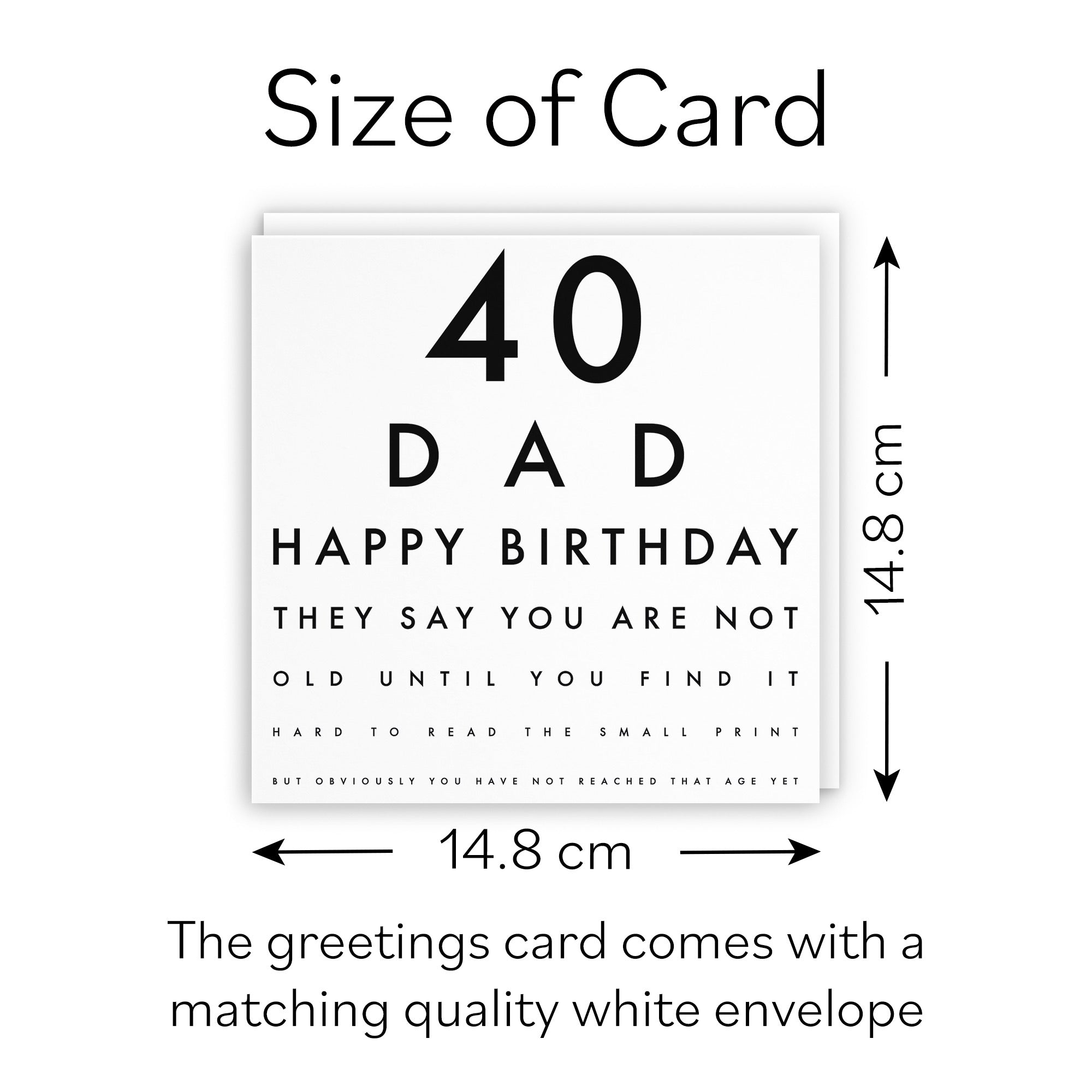 40th Dad Eye Sight Joke Birthday Card Letters - Default Title (B08GZN9GWD)