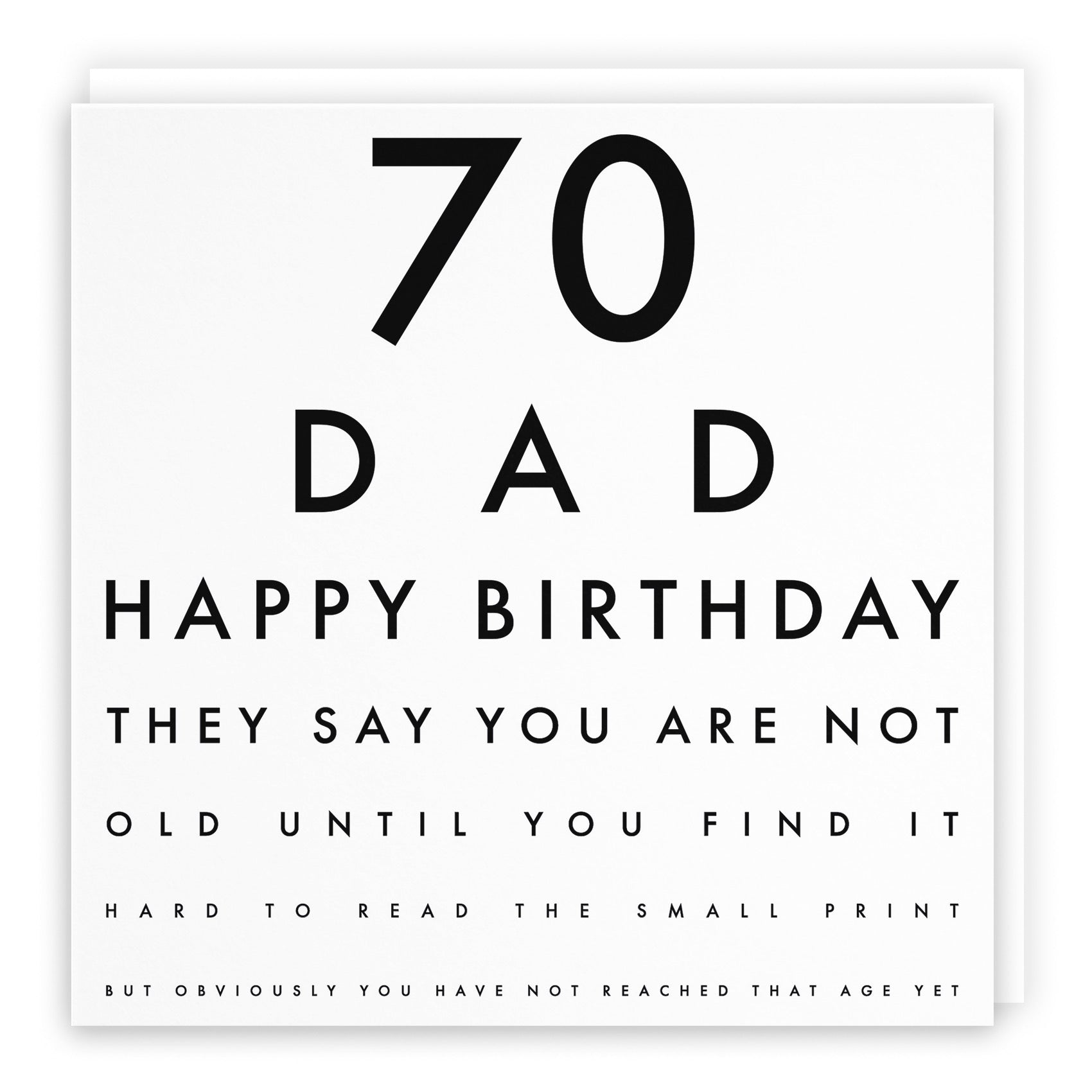 70th Dad Eye Sight Joke Birthday Card Letters - Default Title (B08GZP6WPX)