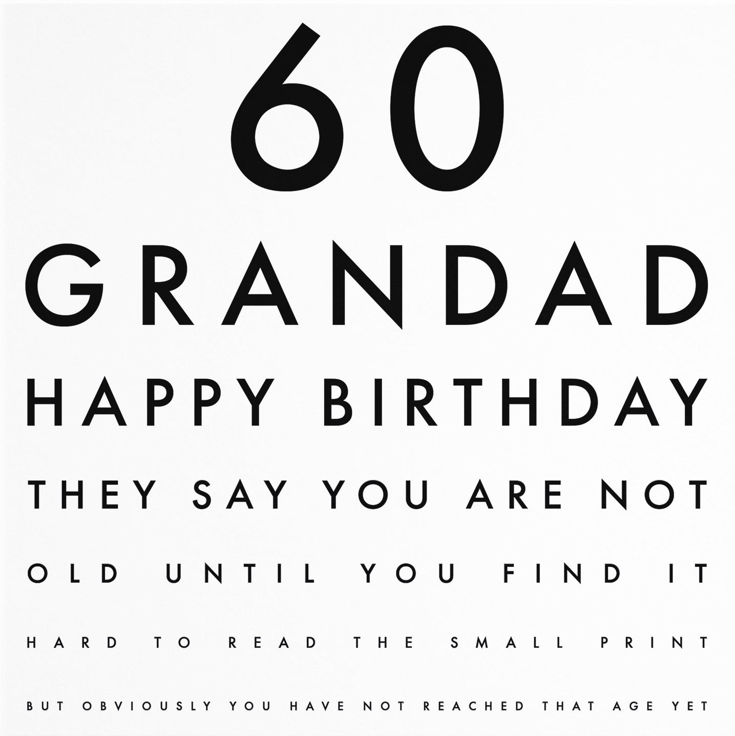 60th Grandad Eye Sight Joke Birthday Card Letters - Default Title (B08GZR95Q3)