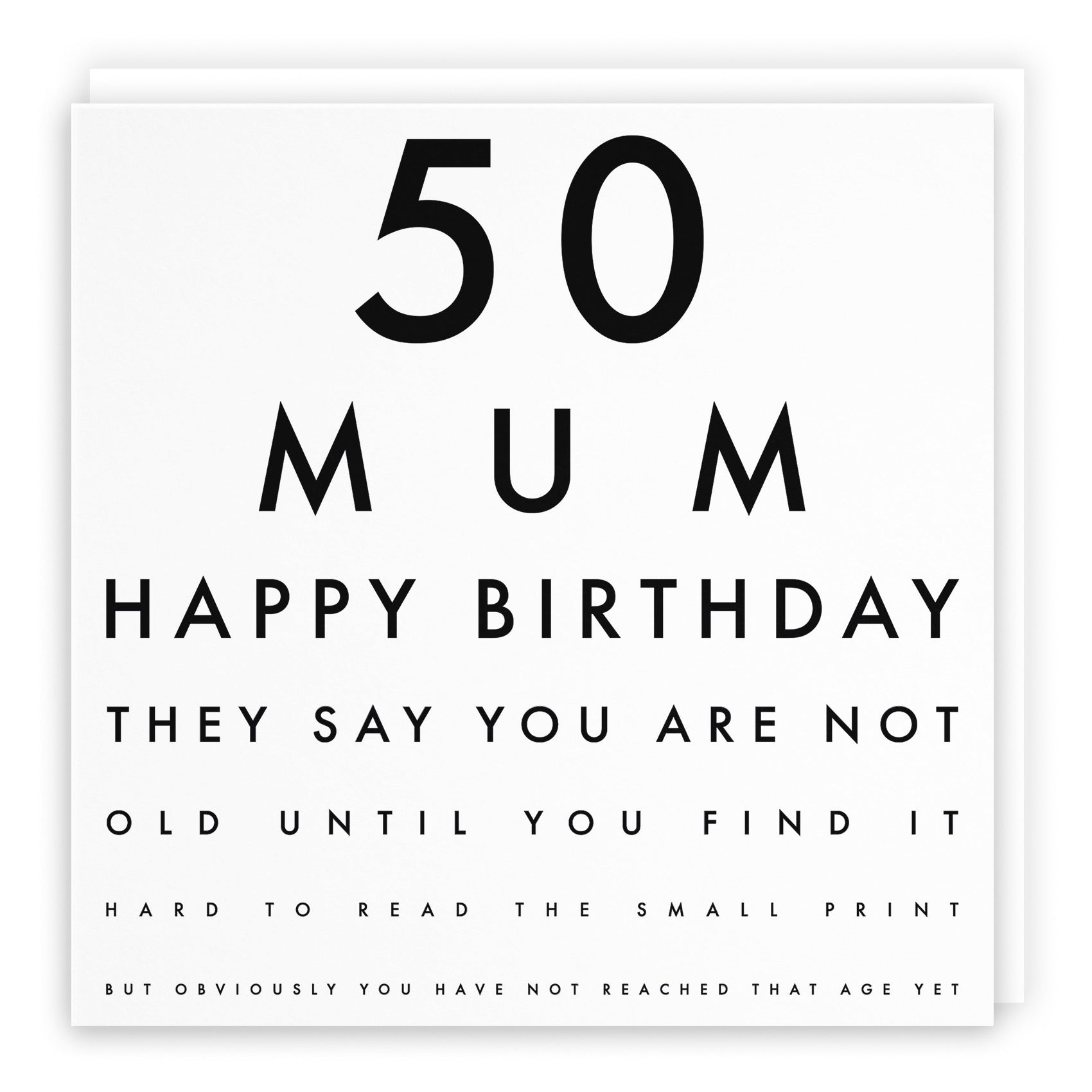 50th Mum Eye Sight Joke Birthday Card Letters - Default Title (B08H11G5WJ)