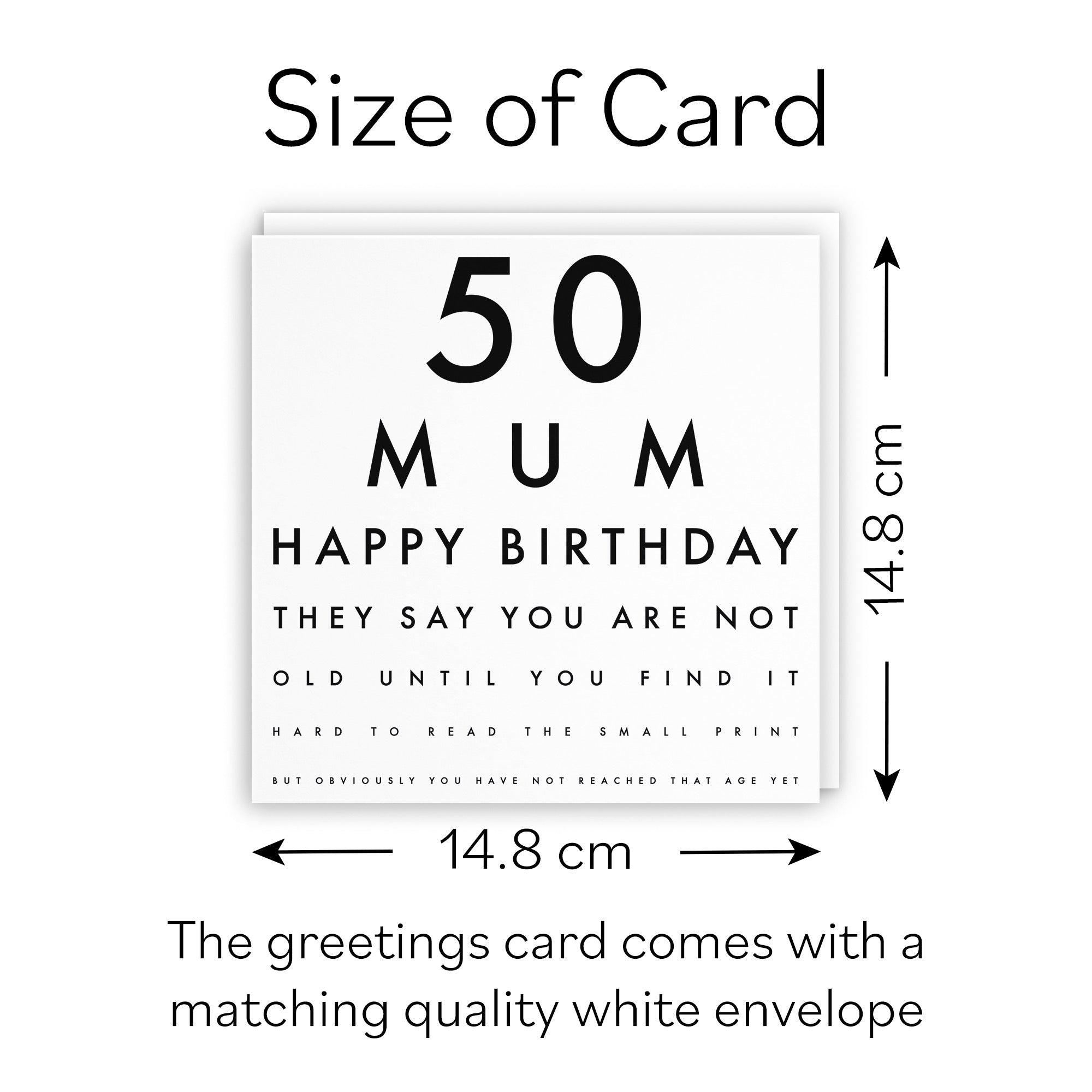 50th Mum Eye Sight Joke Birthday Card Letters - Default Title (B08H11G5WJ)