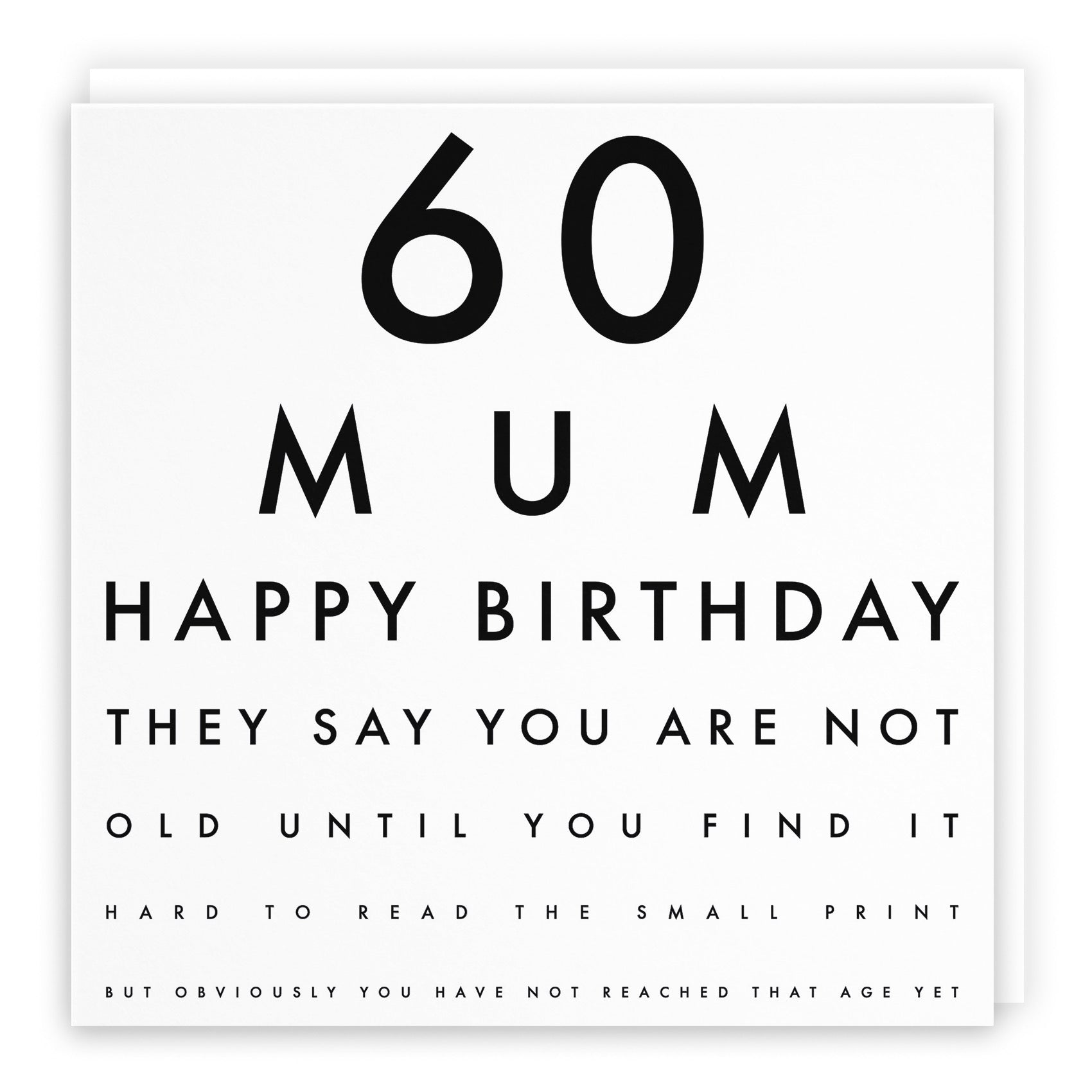 60th Mum Eye Sight Joke Birthday Card Letters - Default Title (B08H12Q61V)